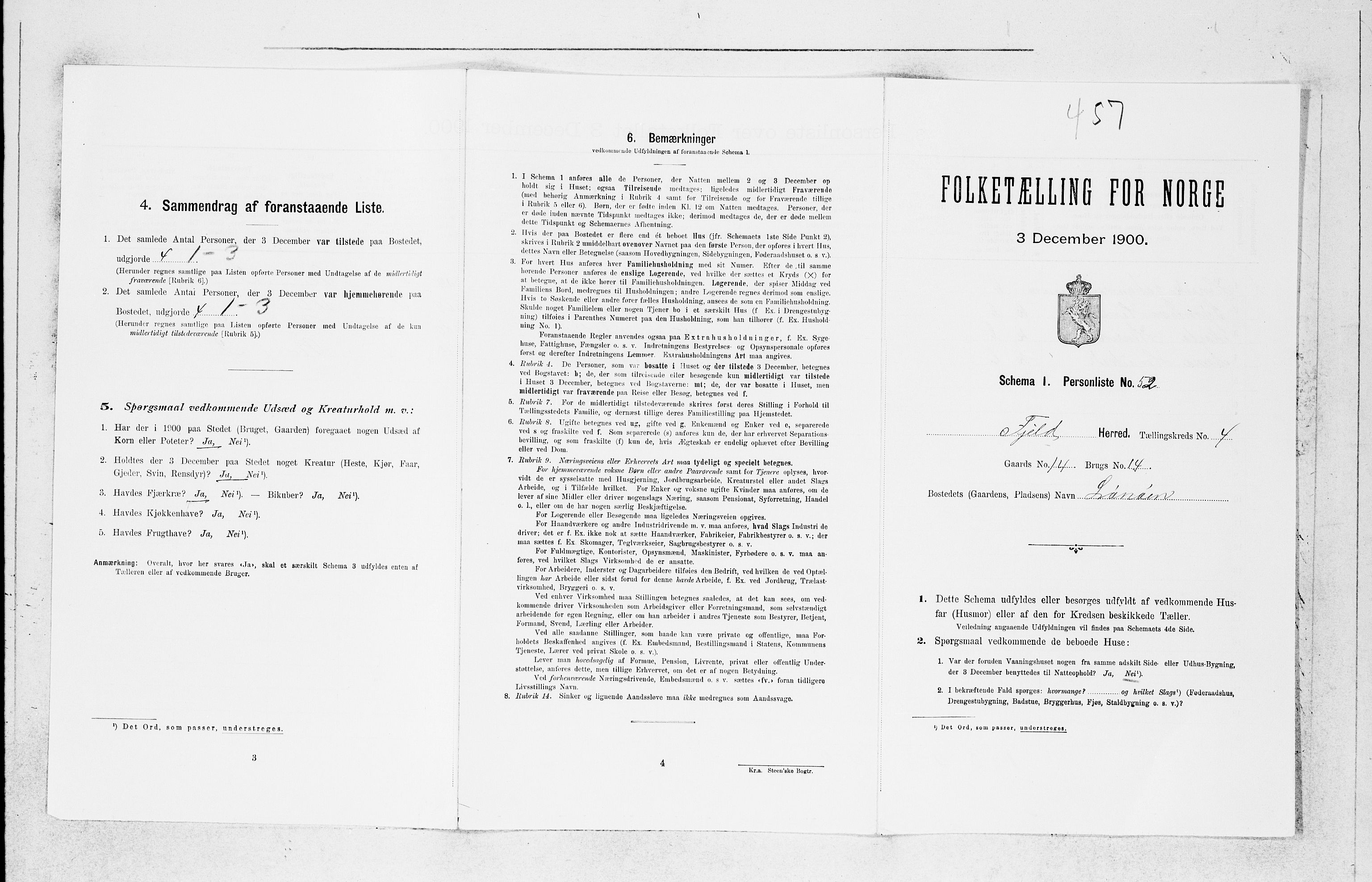 SAB, Folketelling 1900 for 1246 Fjell herred, 1900, s. 538