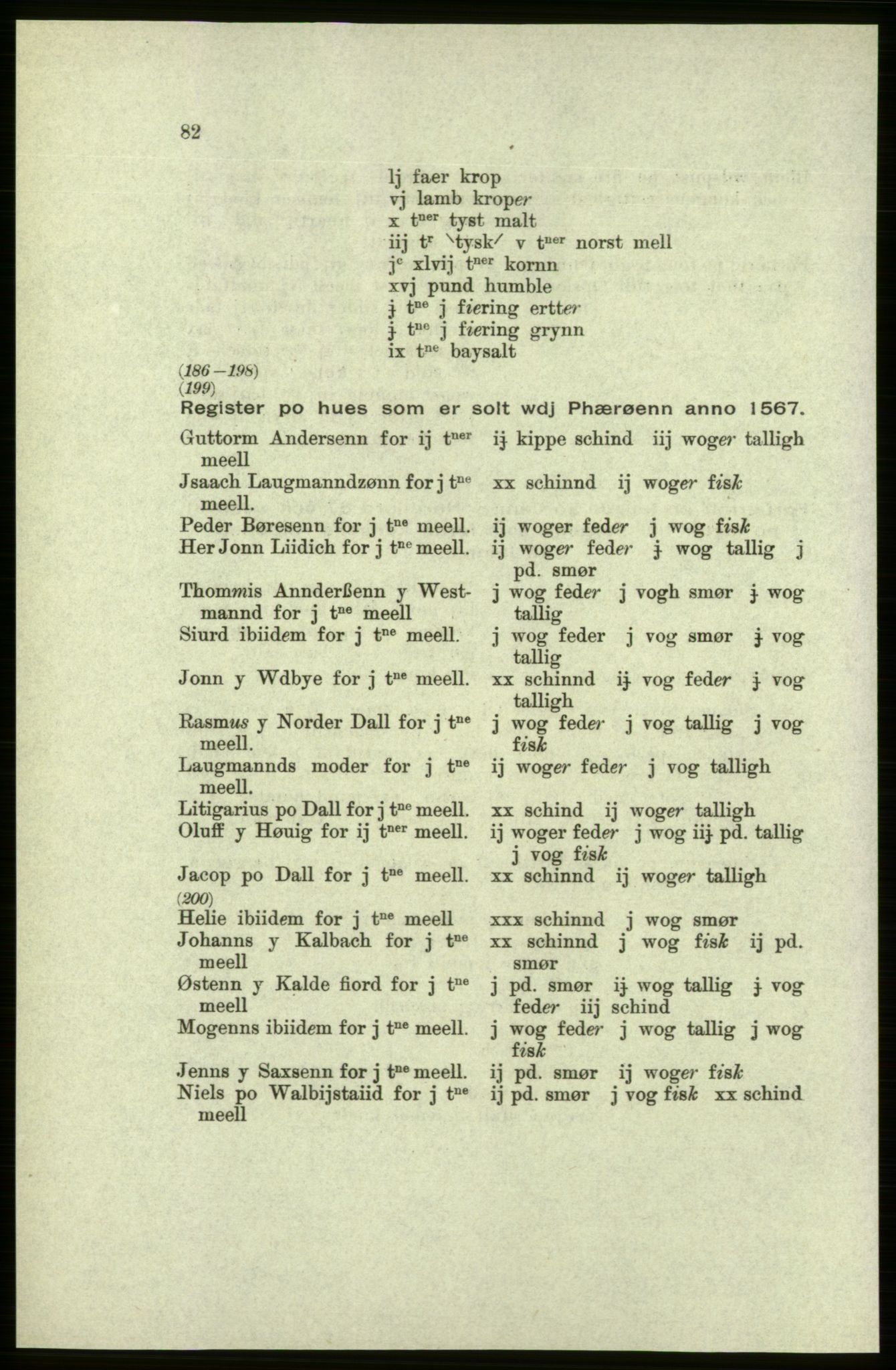 Publikasjoner utgitt av Arkivverket, PUBL/PUBL-001/C/0005: Bind 5: Rekneskap for Bergenhus len 1566-1567: B. Utgift C. Dei nordlandske lena og Finnmark D. Ekstrakt, 1566-1567, s. 82