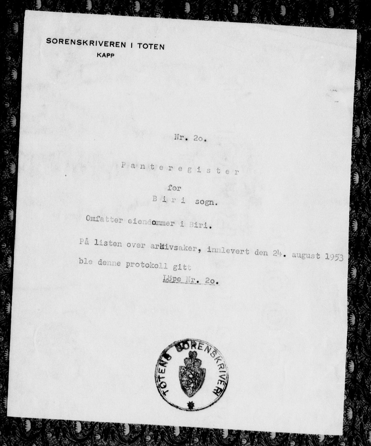 Toten tingrett, SAH/TING-006/H/Ha/Haa/L0015: Panteregister nr. 15, 1901