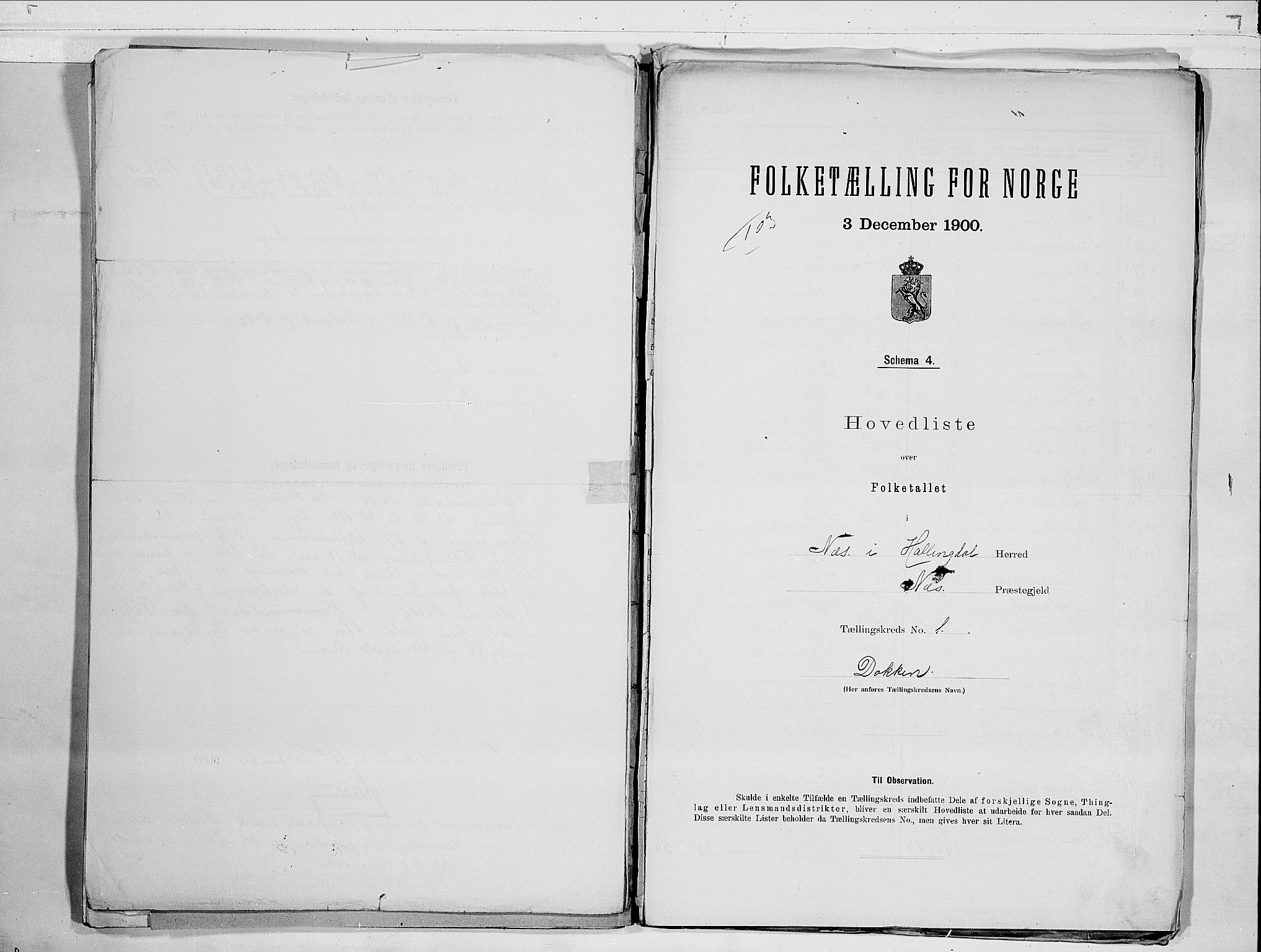 RA, Folketelling 1900 for 0616 Nes herred, 1900, s. 4