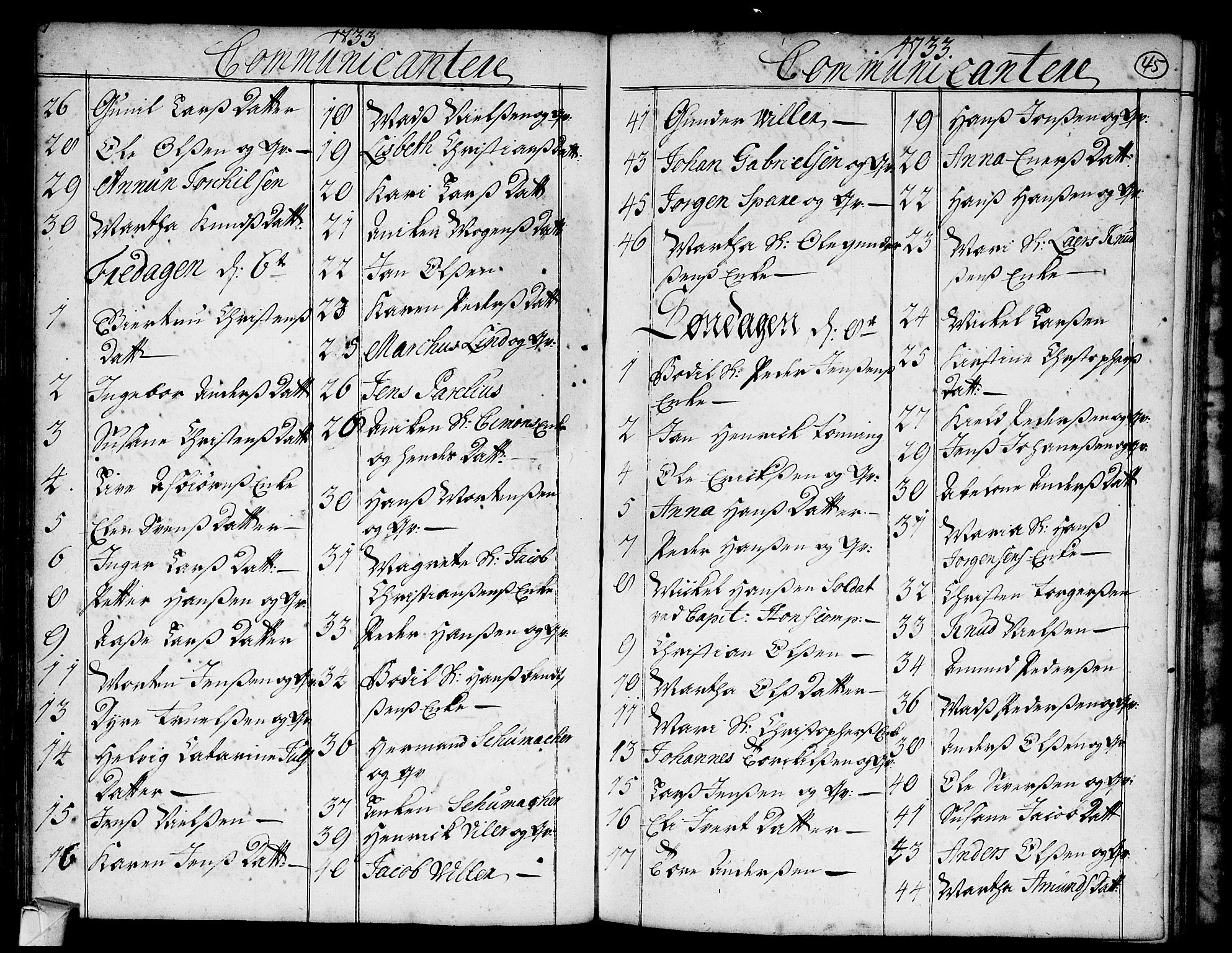 Strømsø kirkebøker, AV/SAKO-A-246/F/Fa/L0004: Ministerialbok nr. I 4, 1731-1734, s. 45