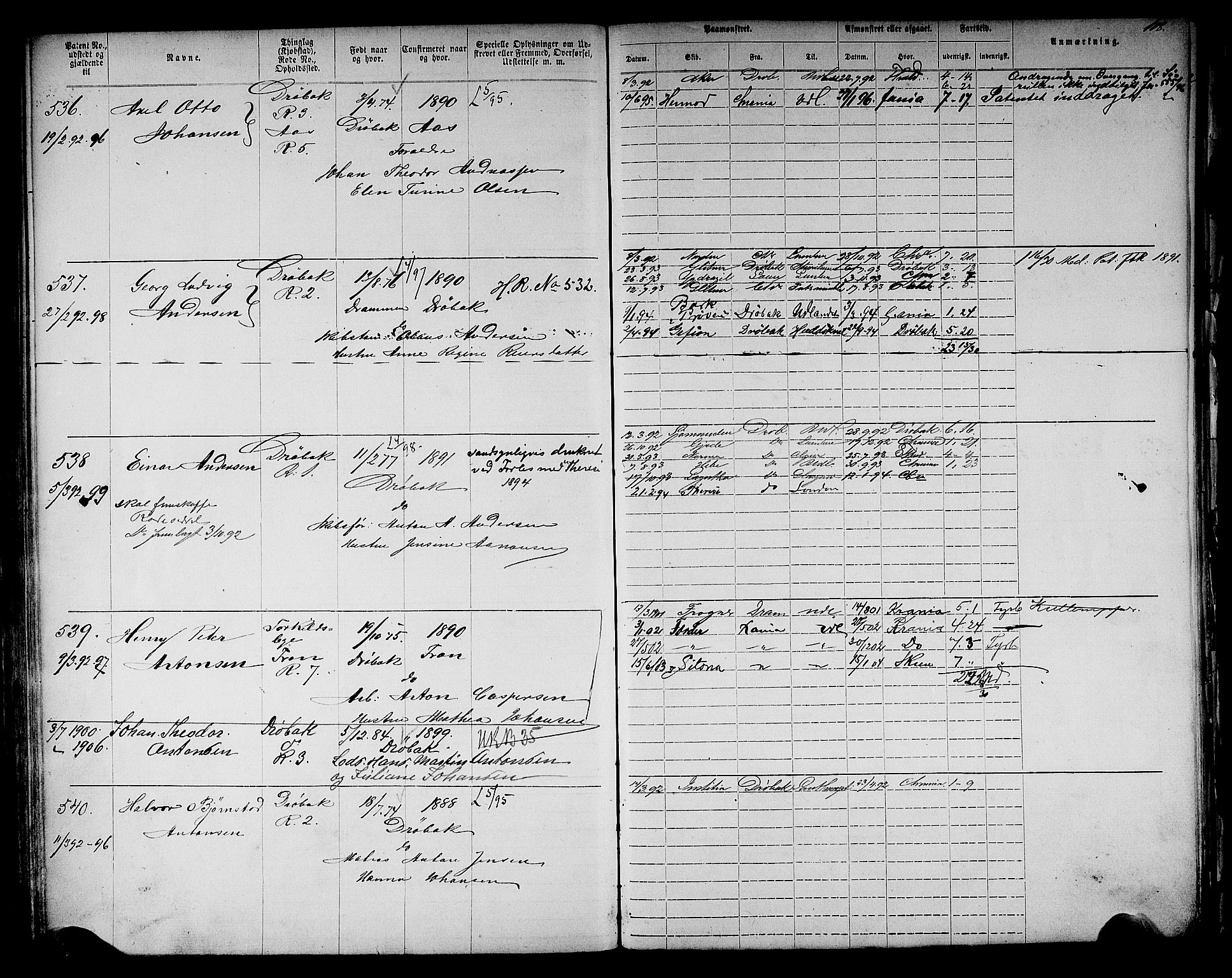 Drøbak mønstringskontor, AV/SAO-A-10569f/F/Fc/Fca/L0002: Patent nr. 1-672, 1865-1916, s. 110