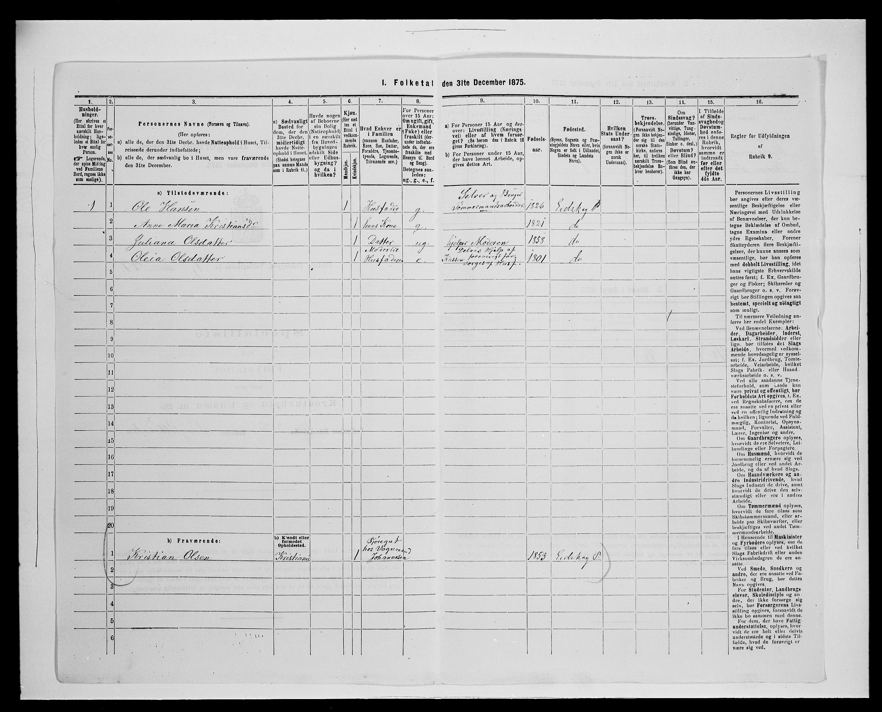 SAH, Folketelling 1875 for 0420P Eidskog prestegjeld, 1875, s. 757