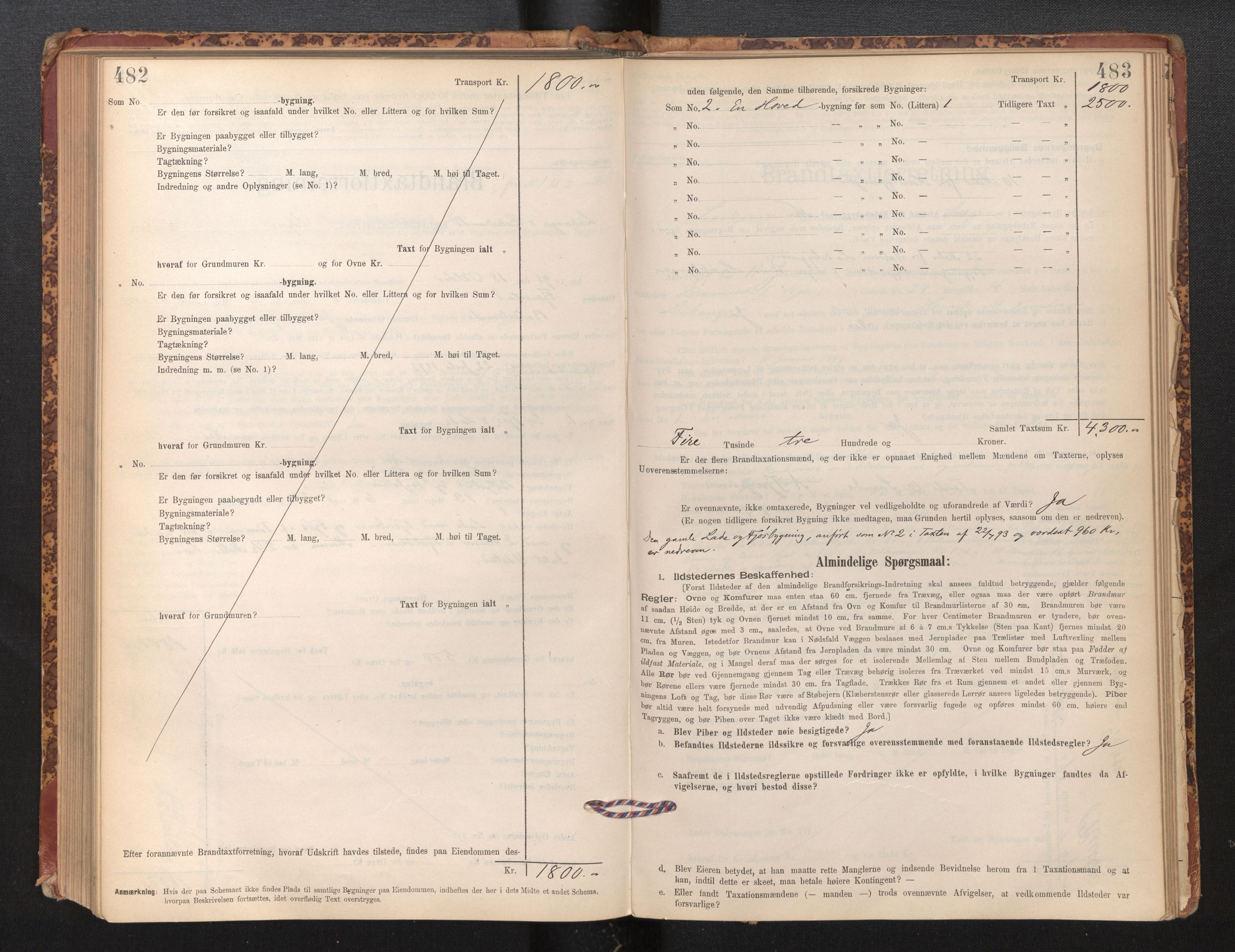 Lensmannen i Leikanger, SAB/A-29201/0012/L0004: Branntakstprotokoll, skjematakst, 1894-1903, s. 482-483