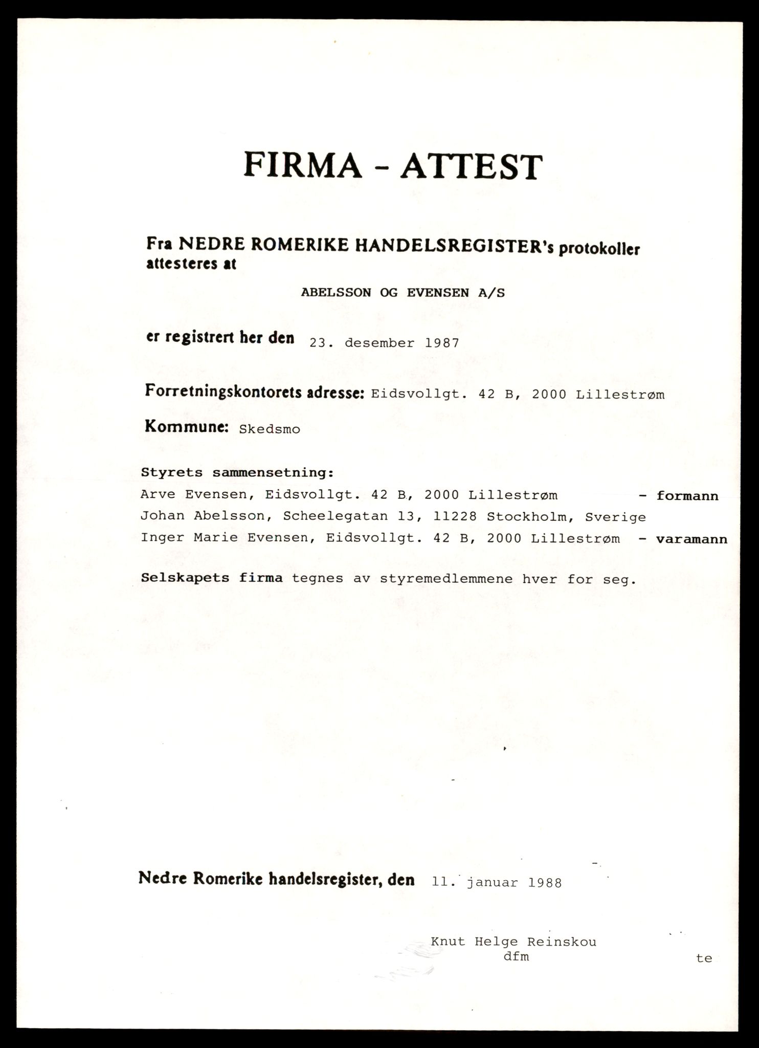 Nedre Romerike sorenskriveri, AV/SAT-A-10469/K/Ke/Ked/L0001: Enkeltmannsforetak, aksjeselskap og andelslag, Ab - At, 1944-1989