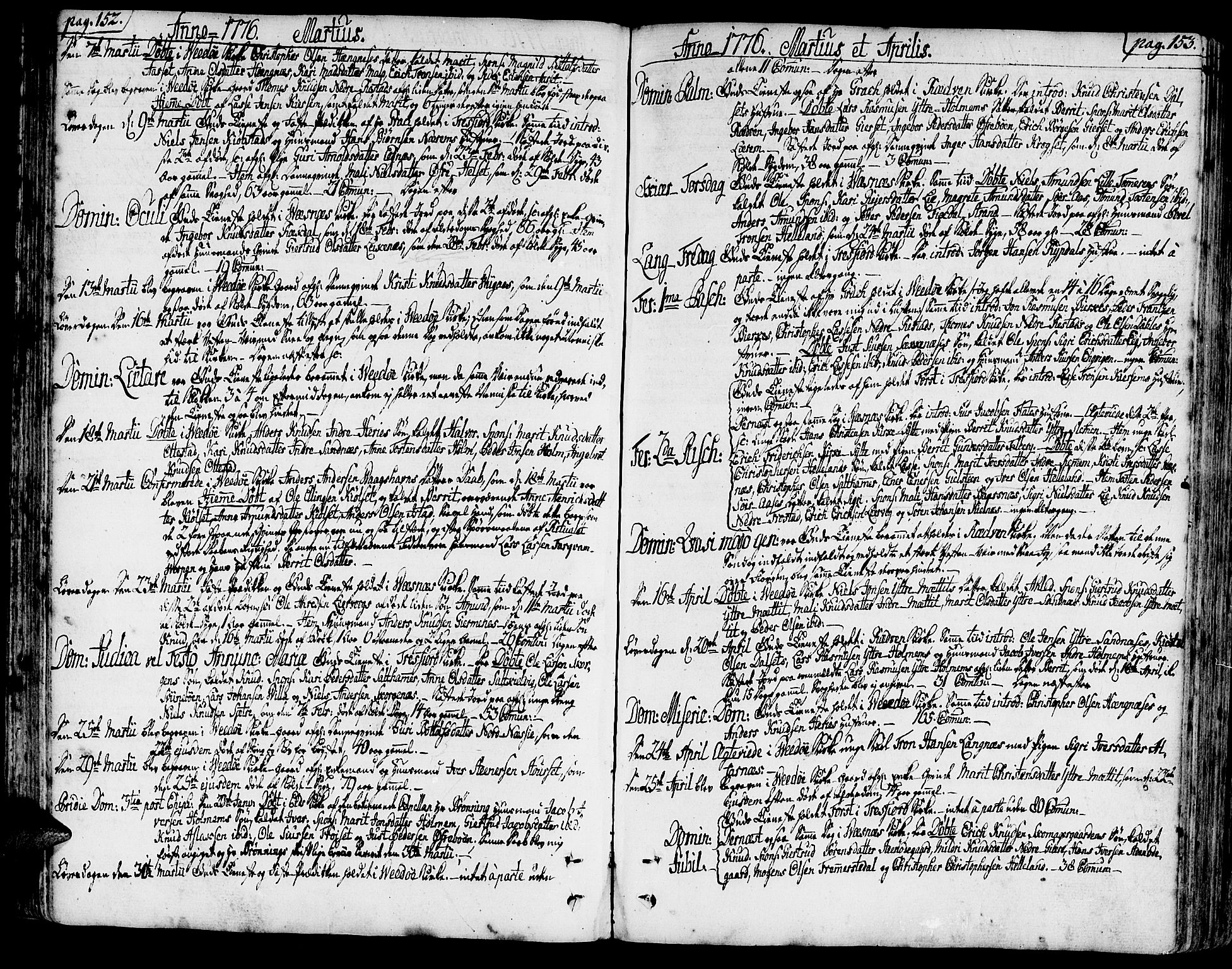 Ministerialprotokoller, klokkerbøker og fødselsregistre - Møre og Romsdal, AV/SAT-A-1454/547/L0600: Ministerialbok nr. 547A02, 1765-1799, s. 152-153