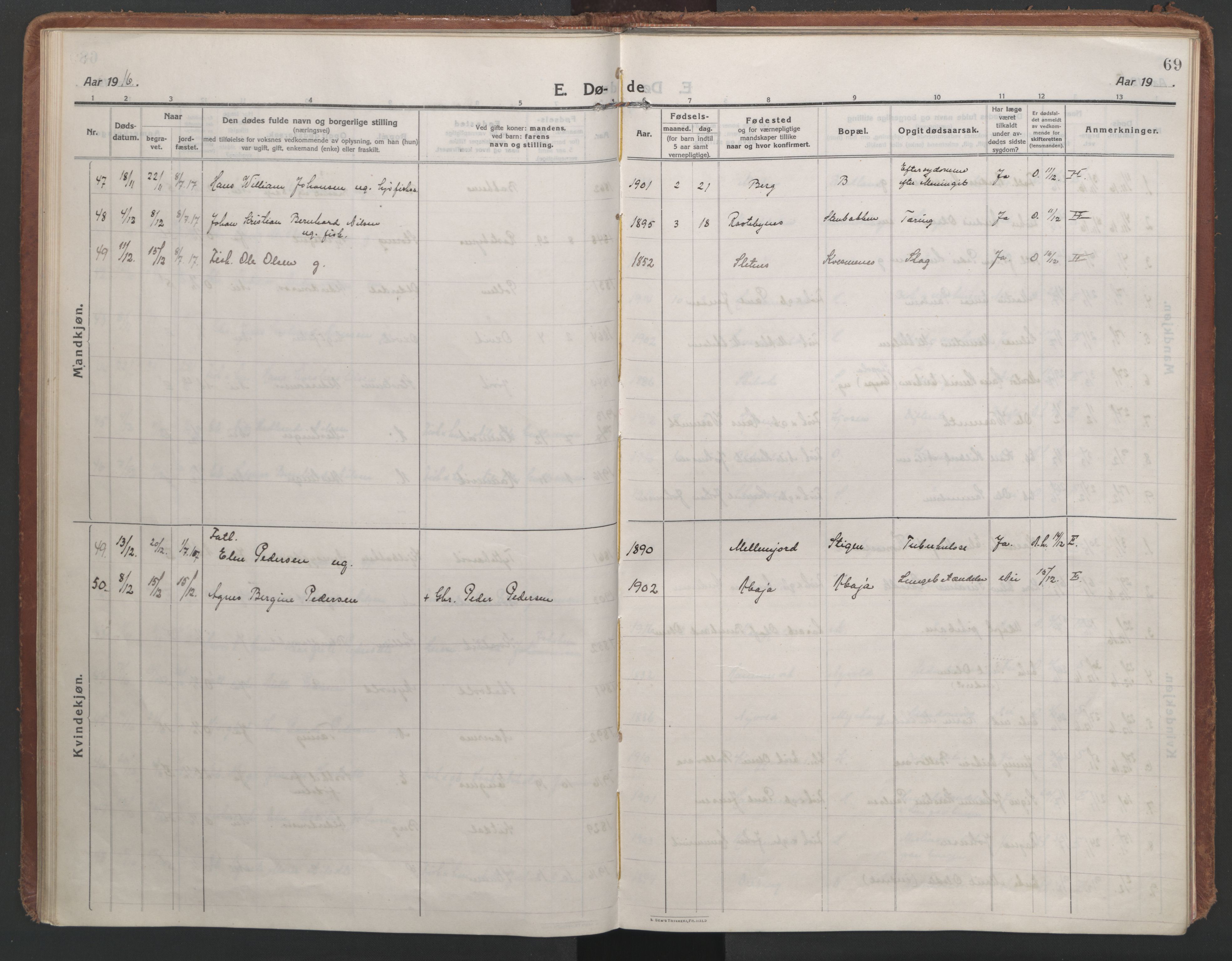 Lyngen sokneprestembete, AV/SATØ-S-1289/H/He/Hea/L0013kirke: Ministerialbok nr. 13, 1914-1923, s. 69