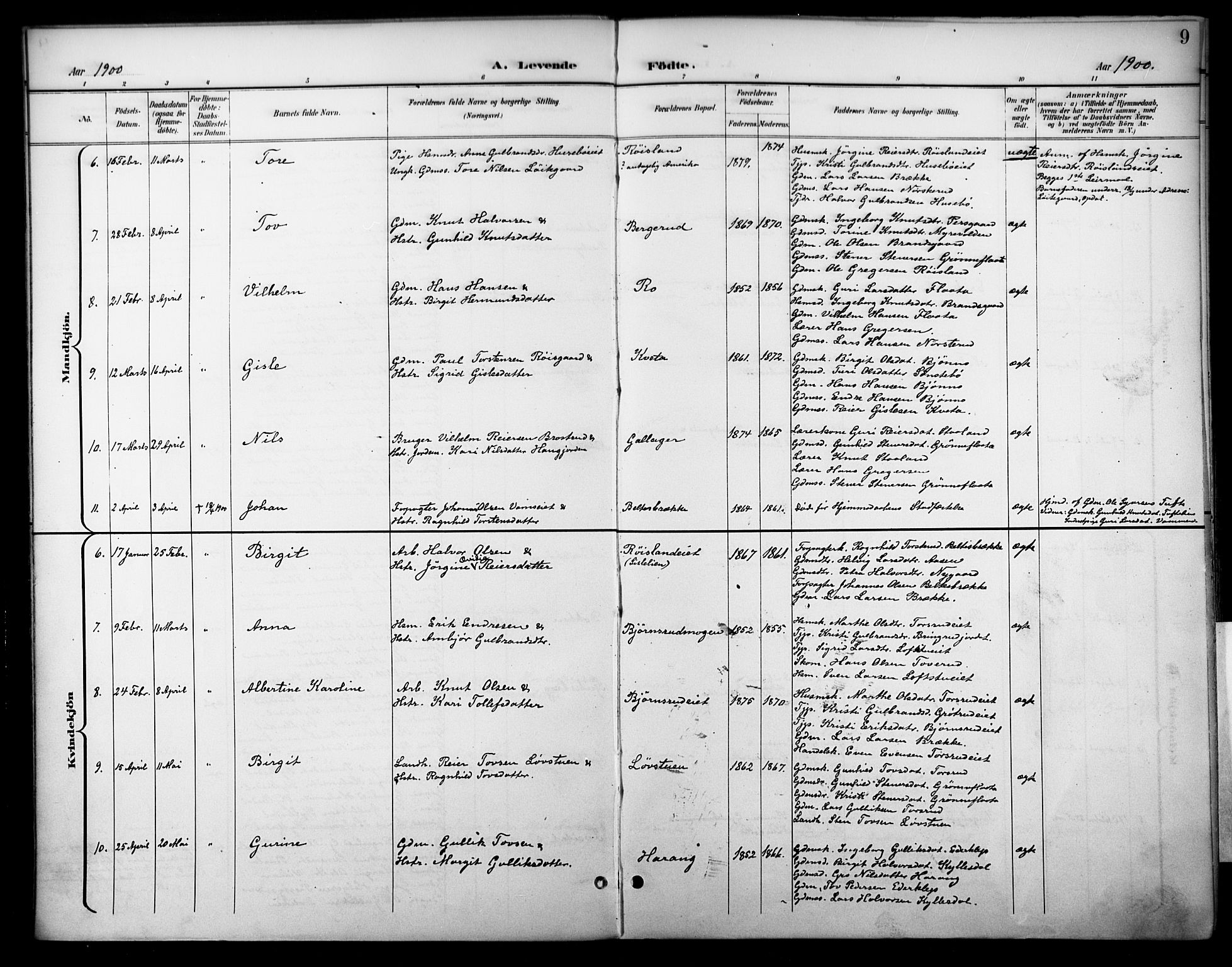 Nore kirkebøker, AV/SAKO-A-238/F/Fc/L0005: Ministerialbok nr. III 5, 1898-1922, s. 9