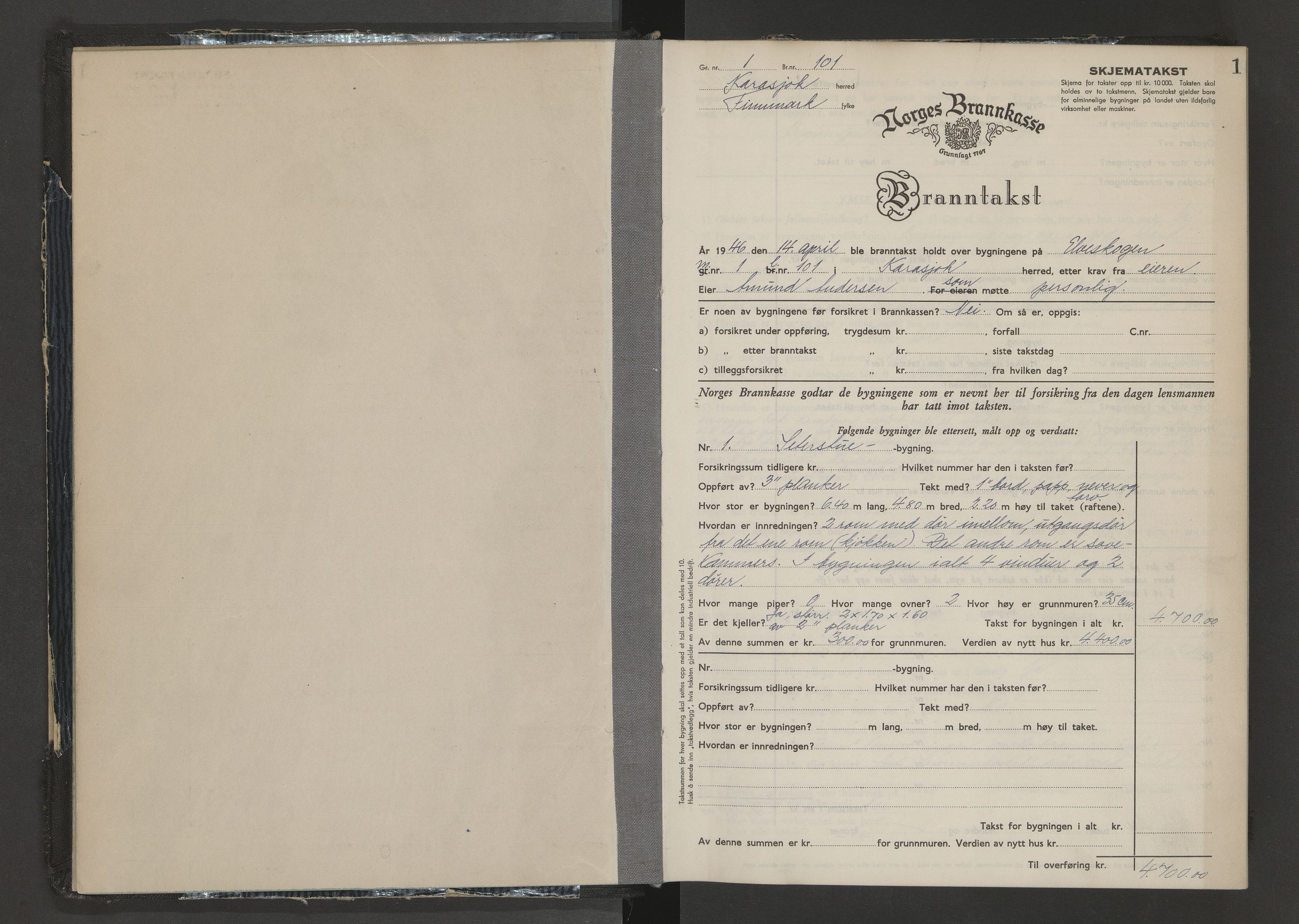 Karasjok lensmannskontor, AV/SATØ-SATØ-71/F/Fs/Fsb/L0195: Branntakstprotokoller, 1946-1955