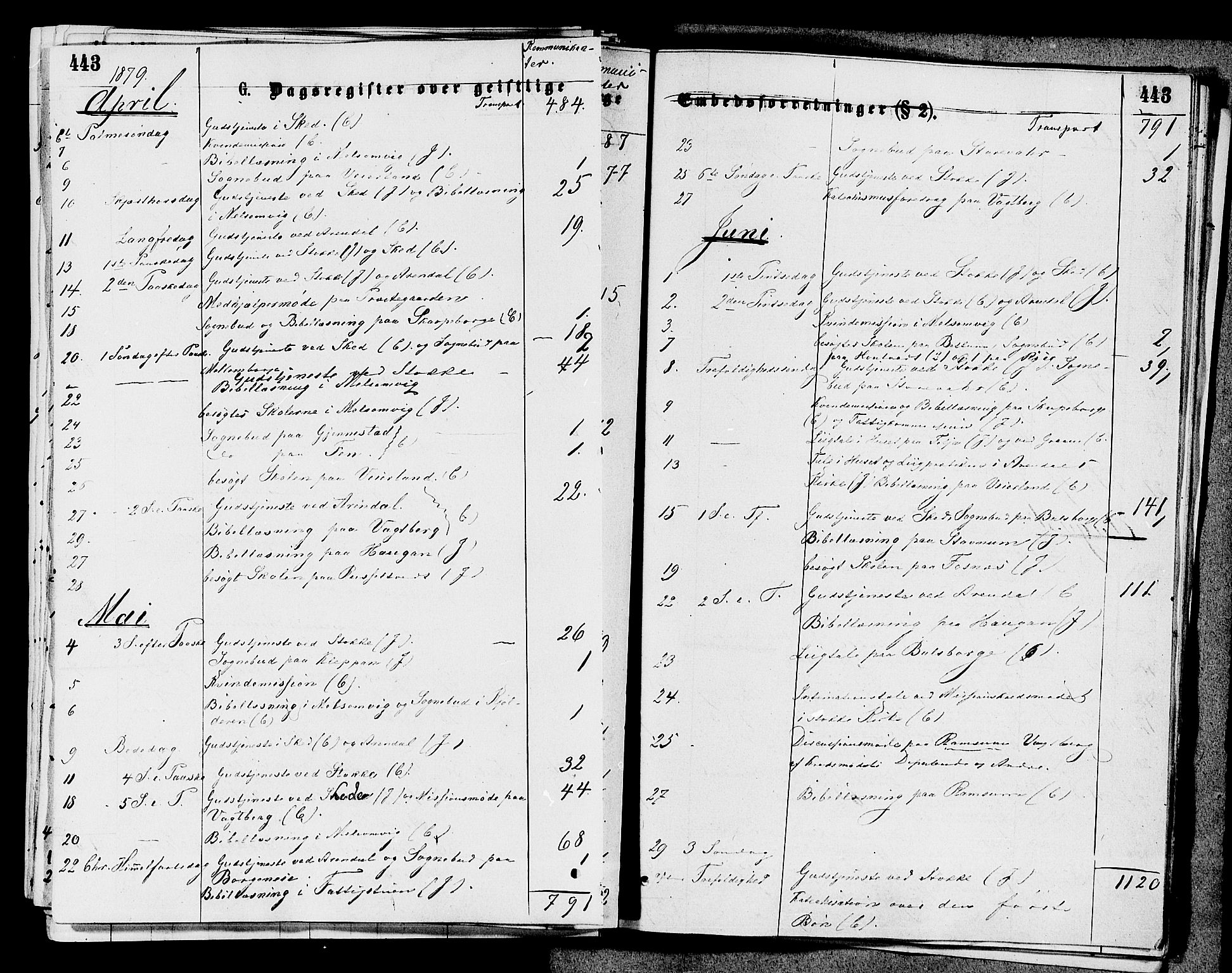 Stokke kirkebøker, AV/SAKO-A-320/F/Fa/L0009: Ministerialbok nr. I 9, 1872-1883, s. 443