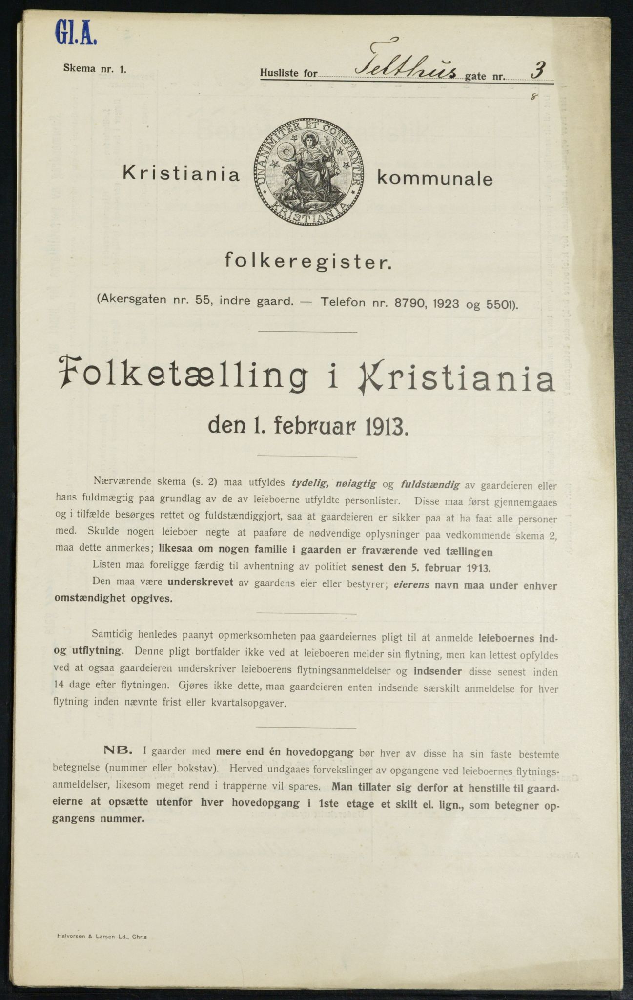 OBA, Kommunal folketelling 1.2.1913 for Kristiania, 1913, s. 107584