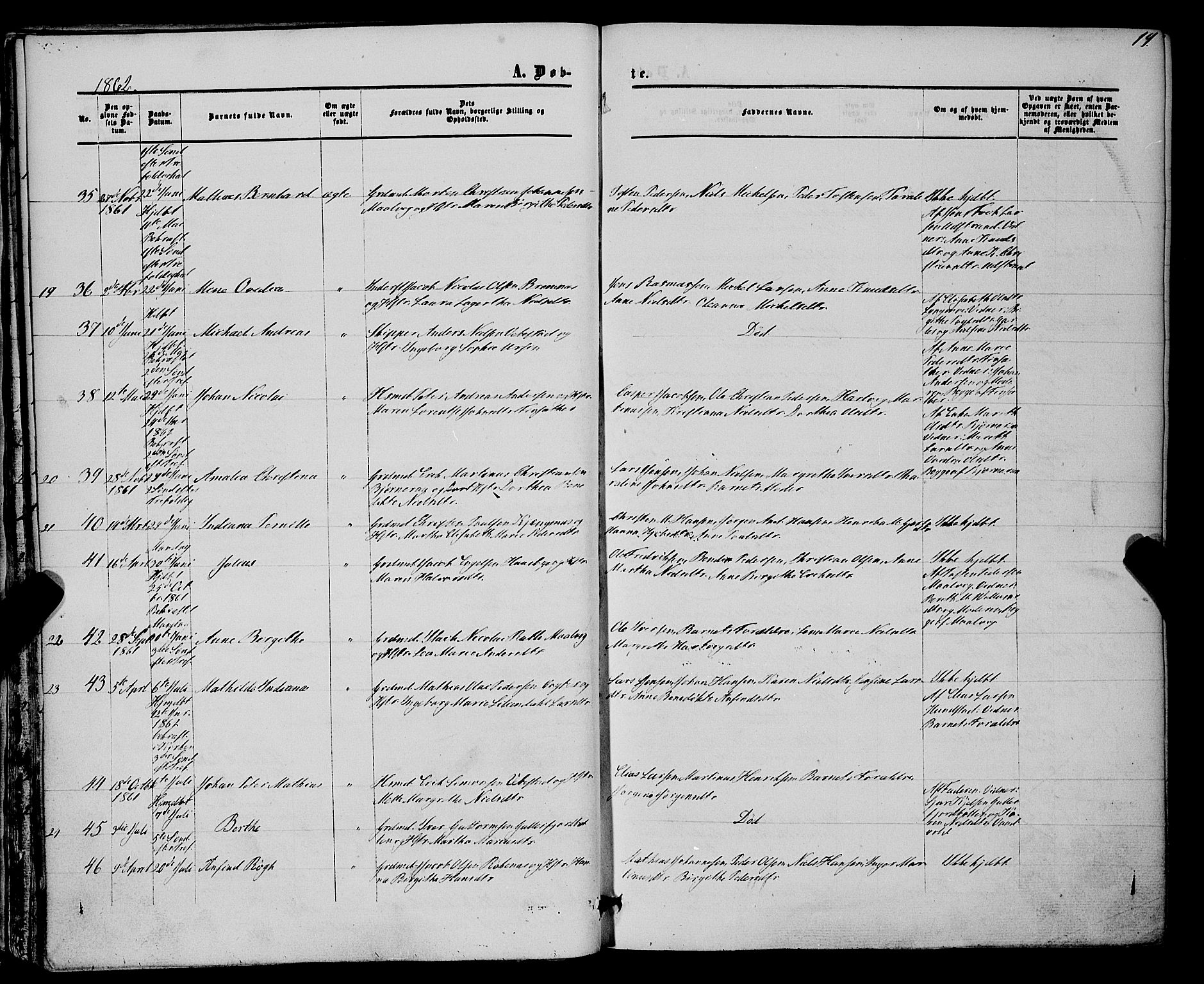Kvæfjord sokneprestkontor, AV/SATØ-S-1323/G/Ga/Gaa/L0004kirke: Ministerialbok nr. 4, 1857-1877, s. 19