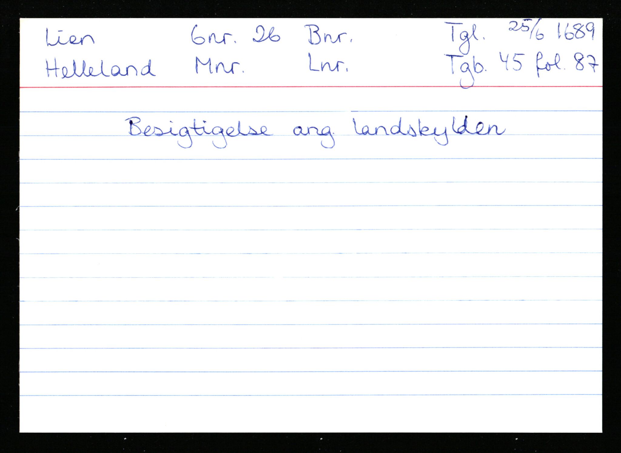 Statsarkivet i Stavanger, AV/SAST-A-101971/03/Y/Ym/L0035: Åstedskort sortert etter gårdsnavn: Leiranger - Lindanger, 1600-1950, s. 403