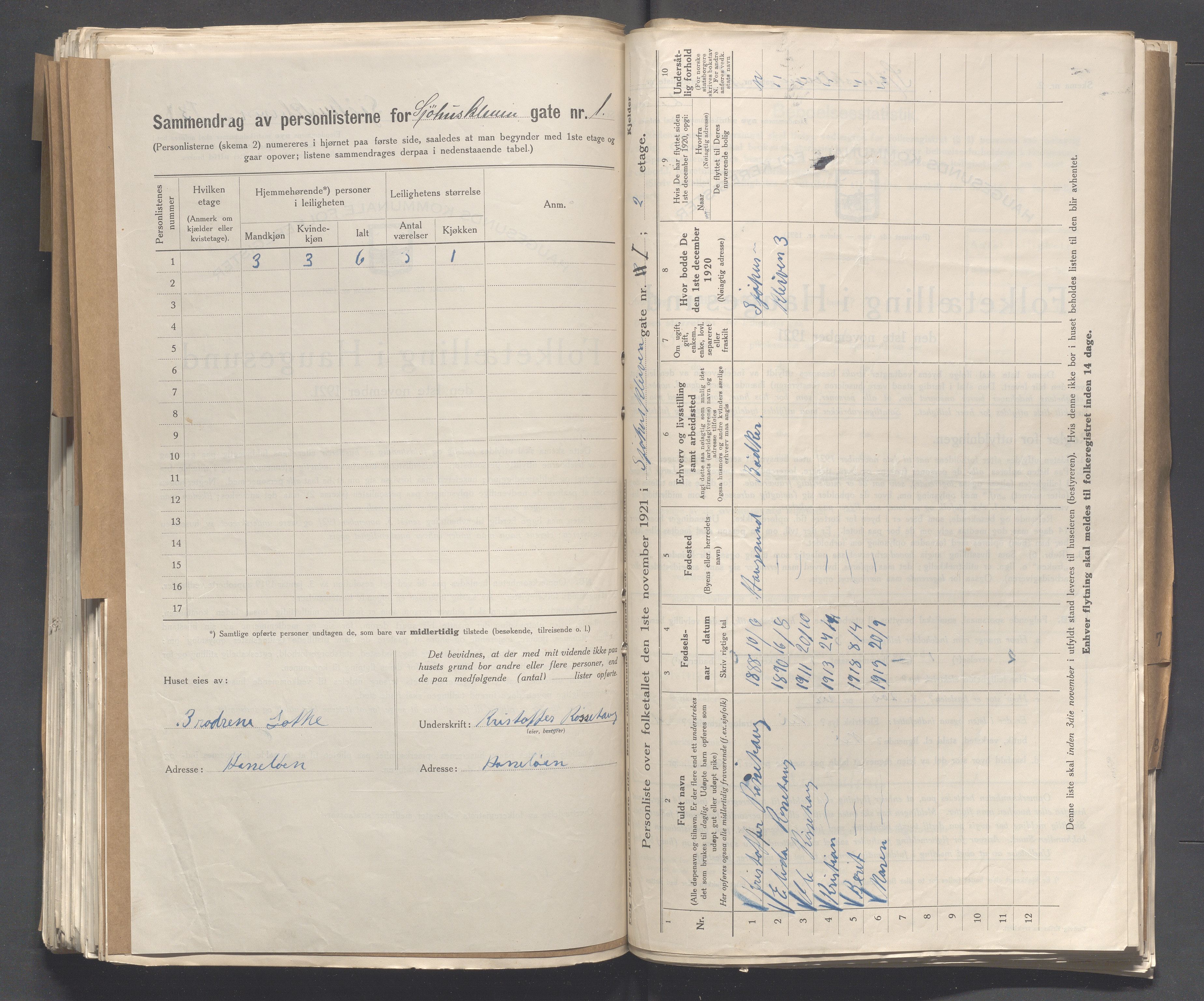 IKAR, Kommunal folketelling 1.11.1921 for Haugesund, 1921, s. 6550