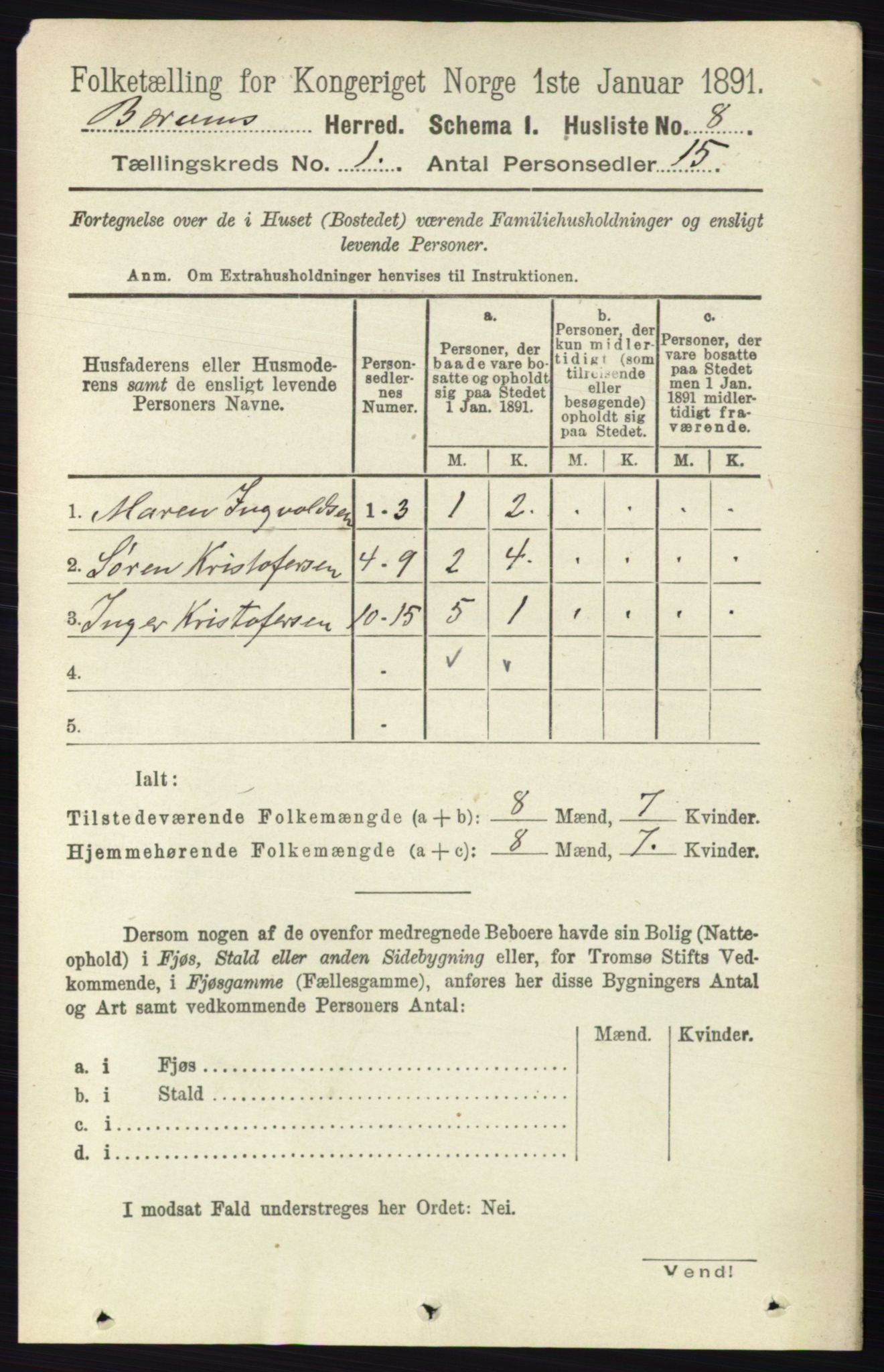 RA, Folketelling 1891 for 0219 Bærum herred, 1891, s. 50