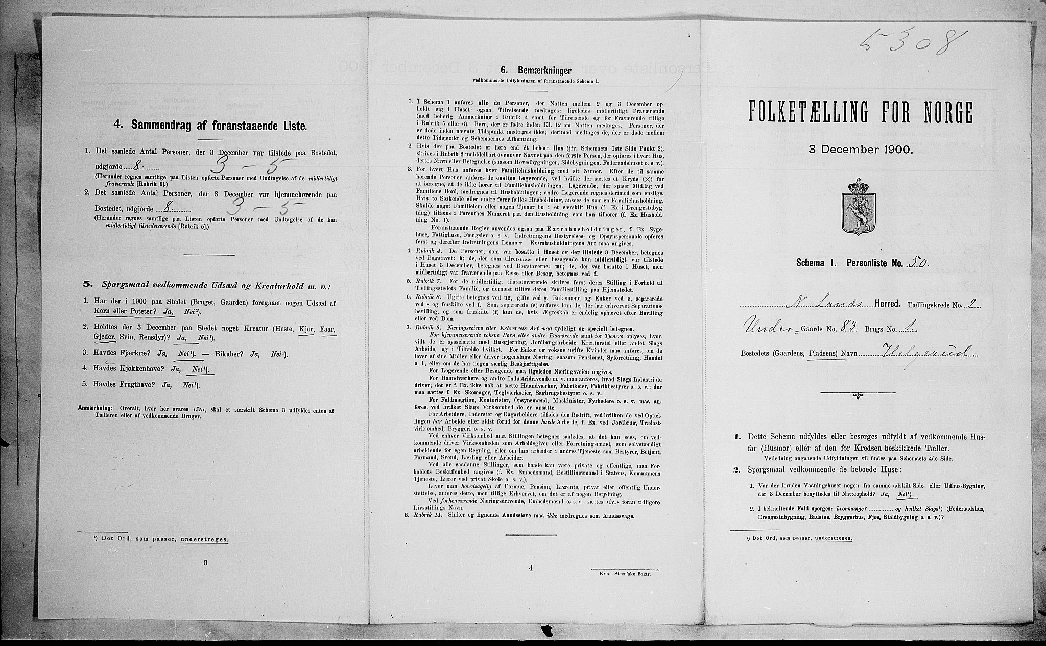SAH, Folketelling 1900 for 0538 Nordre Land herred, 1900, s. 399