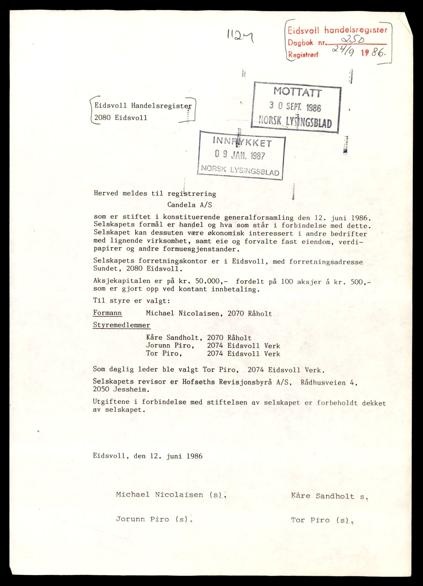 Eidsvoll tingrett, AV/SAT-A-10371/K/Kd/Kdb/L0012:  Aksjeselskap, C-D , 1944-1990