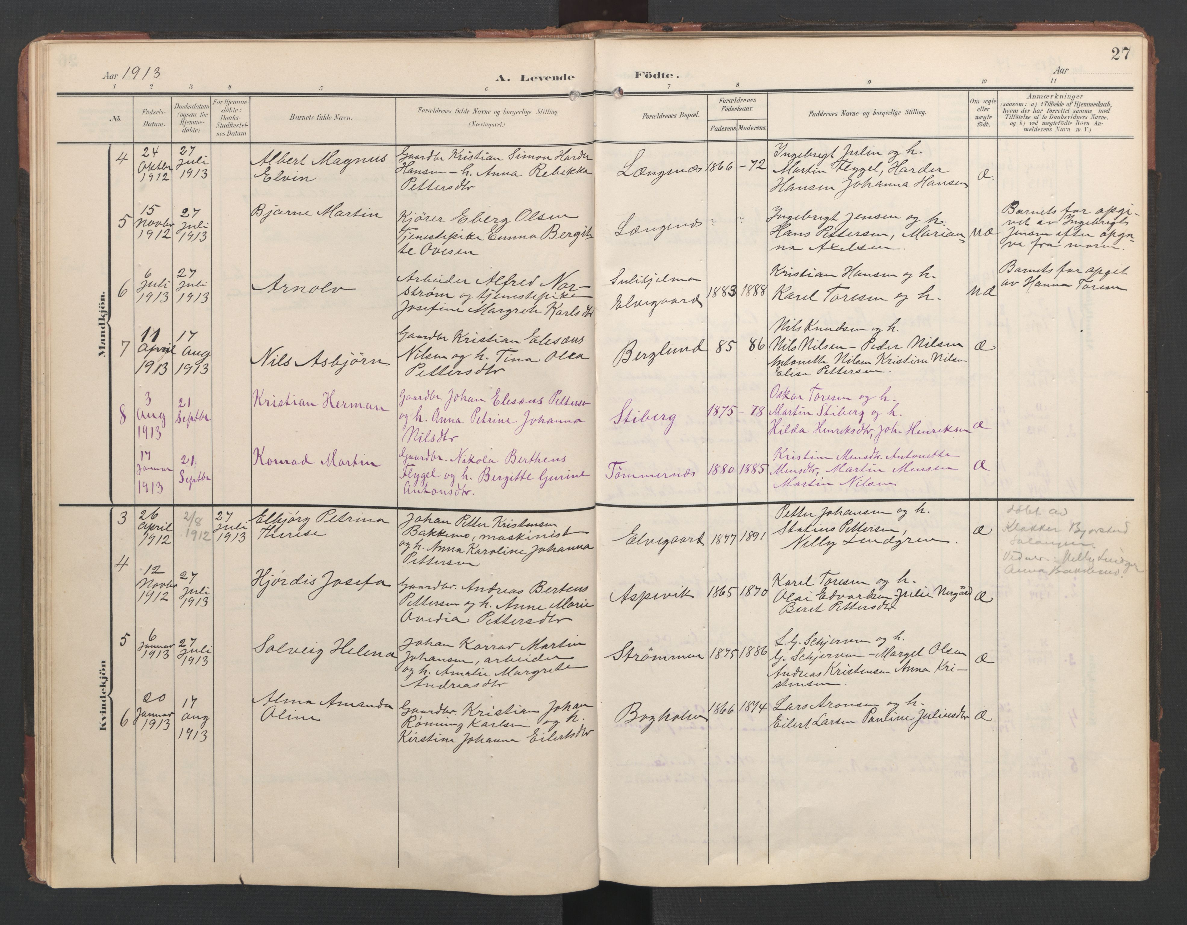 Ministerialprotokoller, klokkerbøker og fødselsregistre - Nordland, AV/SAT-A-1459/867/L0966: Klokkerbok nr. 867C01, 1904-1952, s. 27