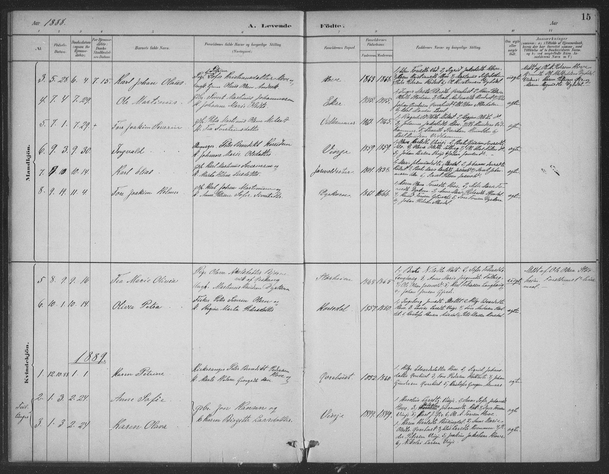 Ministerialprotokoller, klokkerbøker og fødselsregistre - Møre og Romsdal, AV/SAT-A-1454/521/L0299: Ministerialbok nr. 521A01, 1882-1907, s. 15