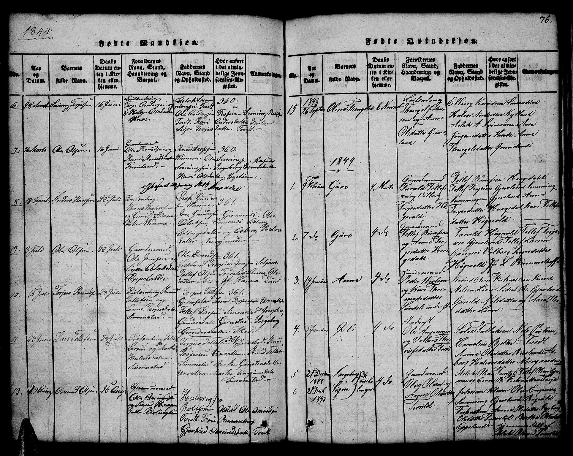 Åmli sokneprestkontor, SAK/1111-0050/F/Fb/Fbc/L0001: Klokkerbok nr. B 1, 1816-1867, s. 76