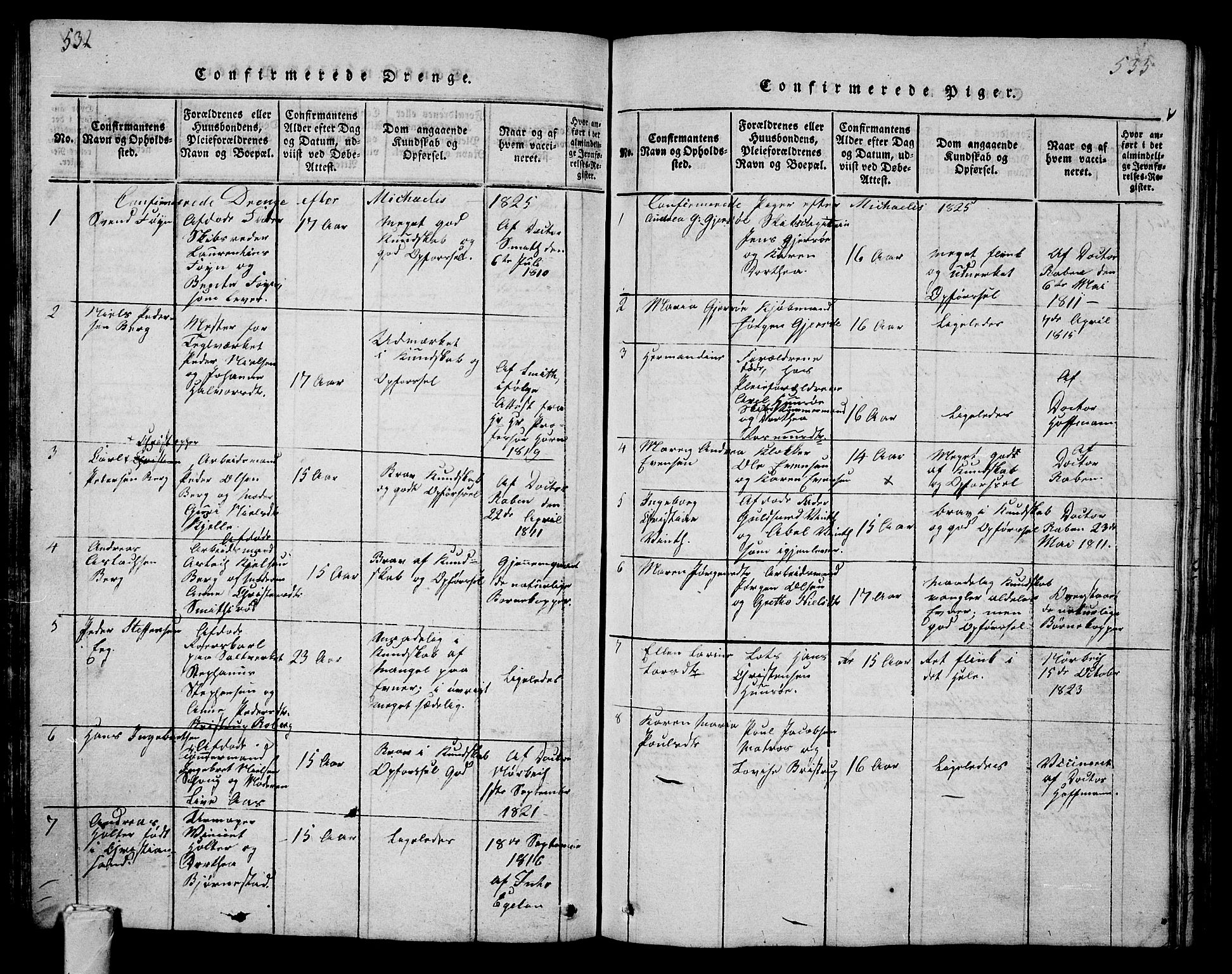 Tønsberg kirkebøker, AV/SAKO-A-330/G/Ga/L0001: Klokkerbok nr. 1, 1813-1826, s. 532-533