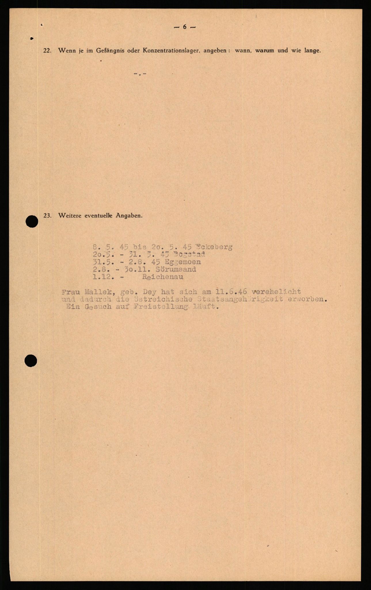 Forsvaret, Forsvarets overkommando II, AV/RA-RAFA-3915/D/Db/L0039: CI Questionaires. Tyske okkupasjonsstyrker i Norge. Østerrikere., 1945-1946, s. 365