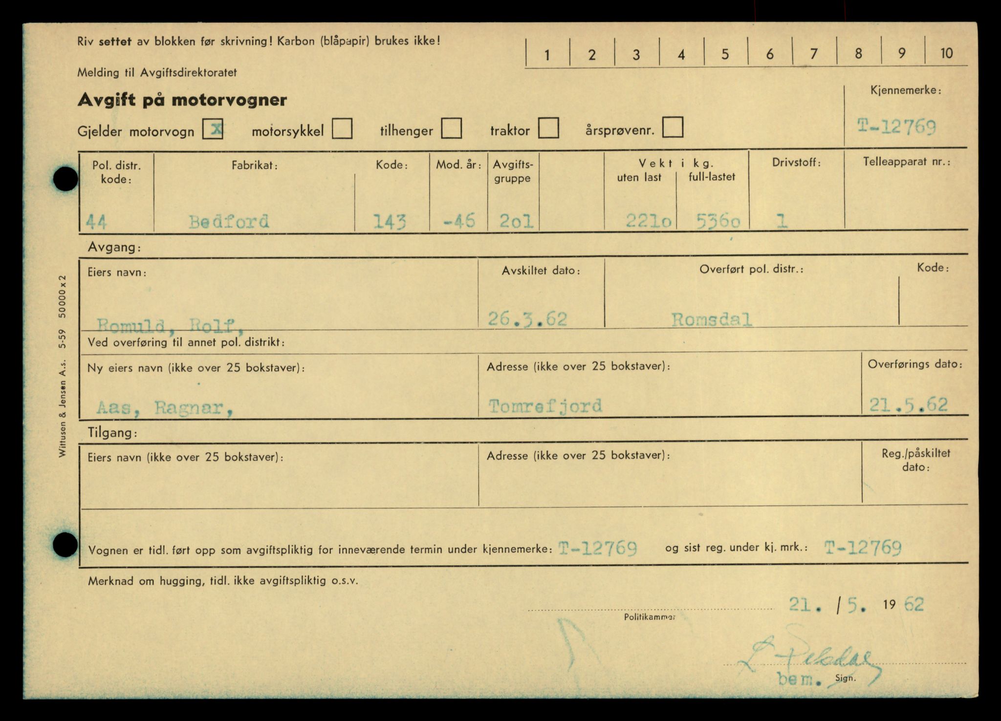 Møre og Romsdal vegkontor - Ålesund trafikkstasjon, AV/SAT-A-4099/F/Fe/L0035: Registreringskort for kjøretøy T 12653 - T 12829, 1927-1998, s. 2732