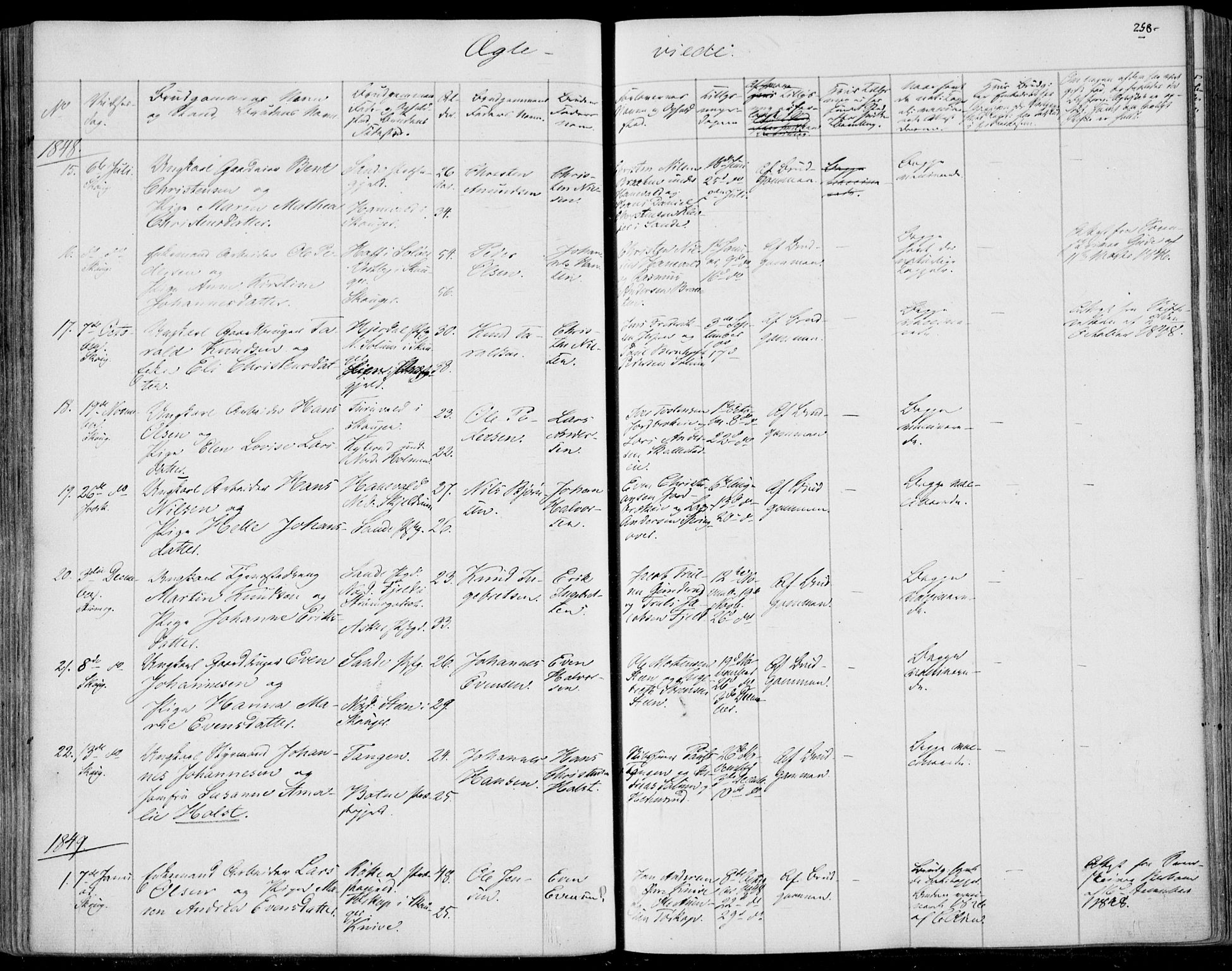 Skoger kirkebøker, SAKO/A-59/F/Fa/L0003: Ministerialbok nr. I 3, 1842-1861, s. 258