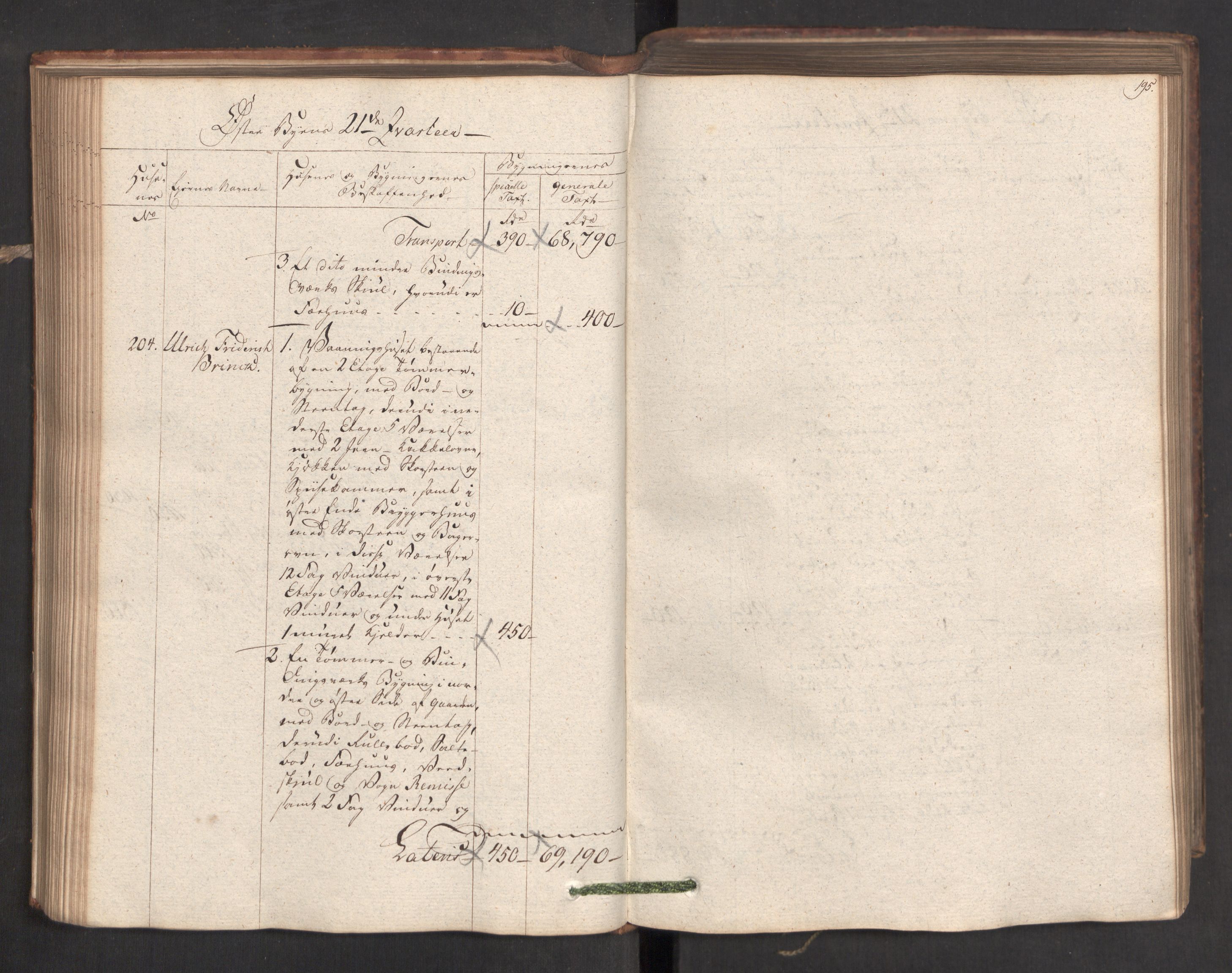 Kommersekollegiet, Brannforsikringskontoret 1767-1814, AV/RA-EA-5458/F/Fa/L0019/0001: Kristiansand / Branntakstprotokoll, 1797, s. 195