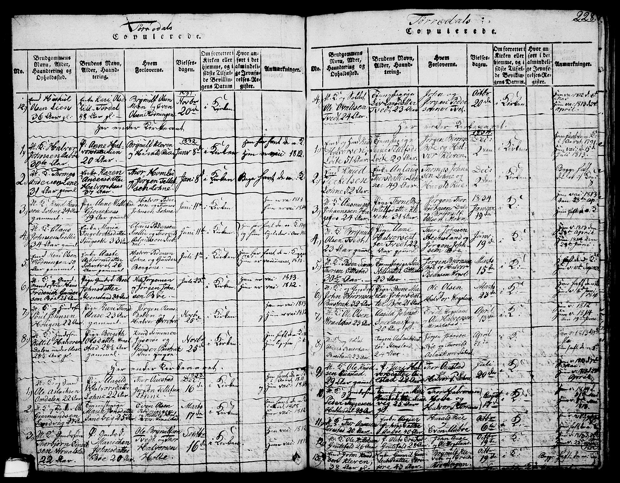 Drangedal kirkebøker, AV/SAKO-A-258/G/Ga/L0001: Klokkerbok nr. I 1 /2, 1814-1856, s. 228