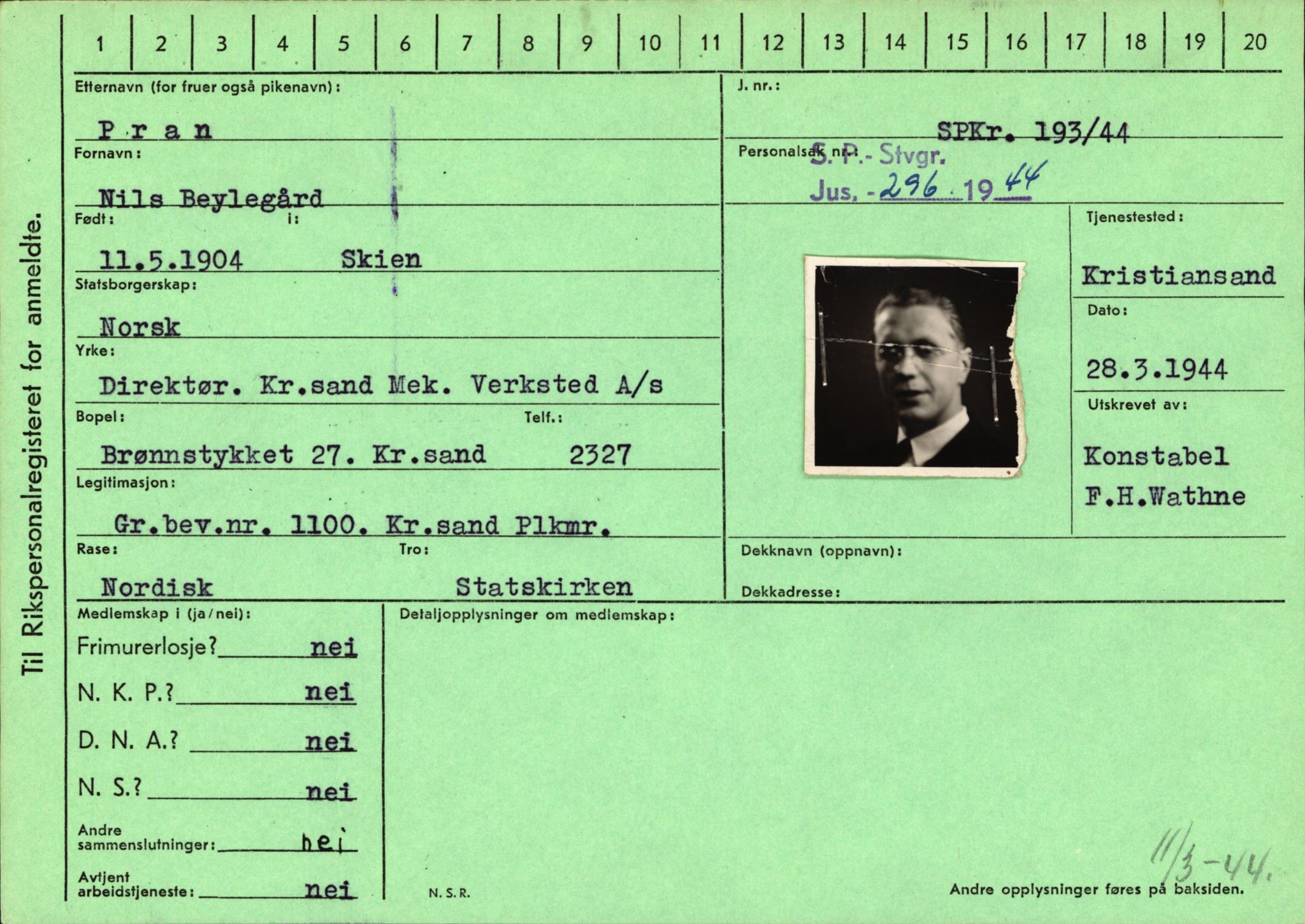 Statspolitiet - Hovedkontoret / Osloavdelingen, AV/RA-S-1329/C/Ca/L0012: Oanæs - Quistgaard	, 1943-1945, s. 4750