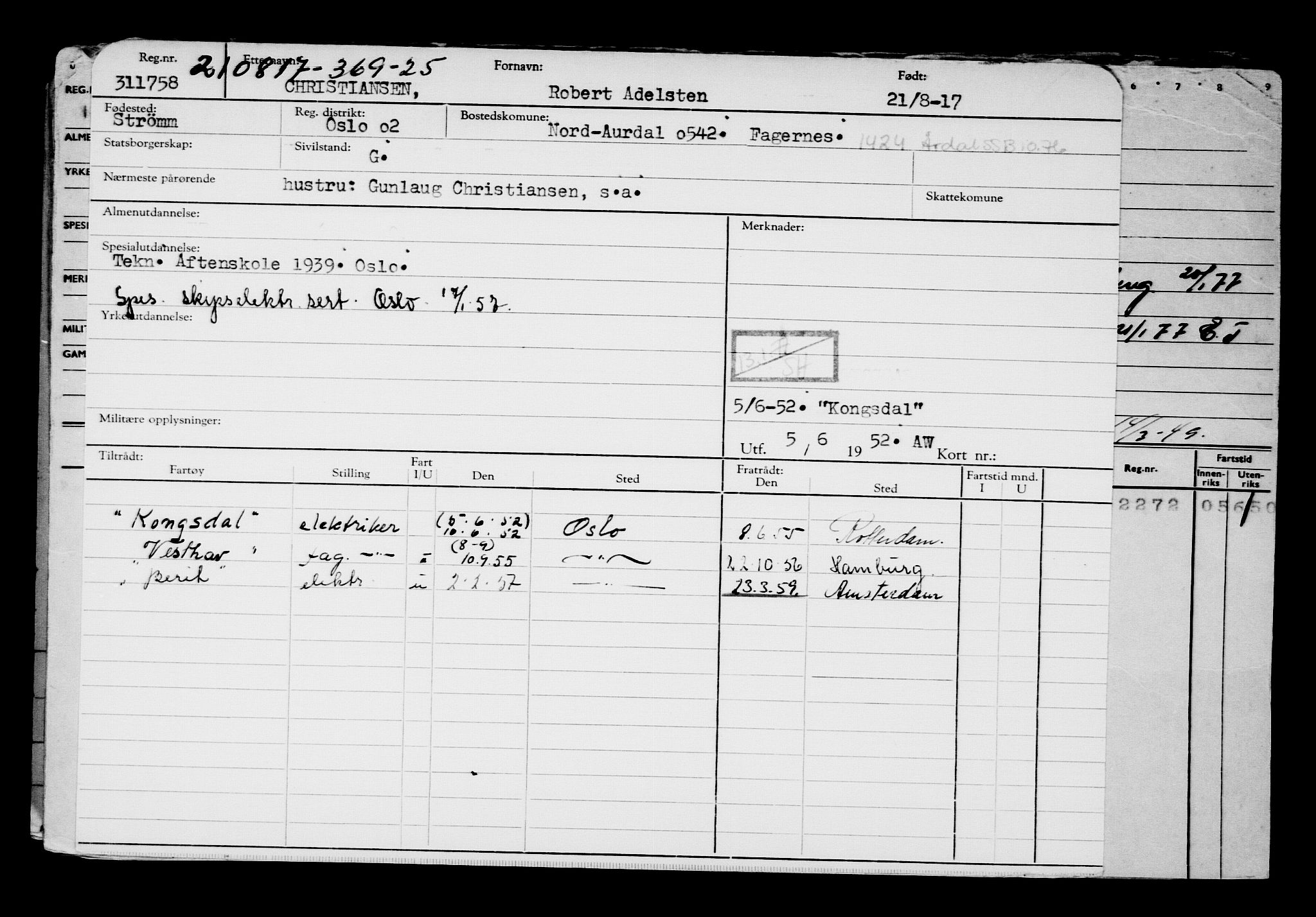 Direktoratet for sjømenn, AV/RA-S-3545/G/Gb/L0151: Hovedkort, 1917, s. 139