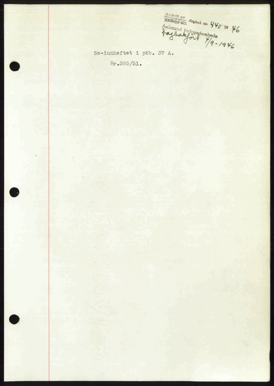 Ålesund byfogd, AV/SAT-A-4384: Pantebok nr. 36b, 1946-1947, Dagboknr: 440/1946