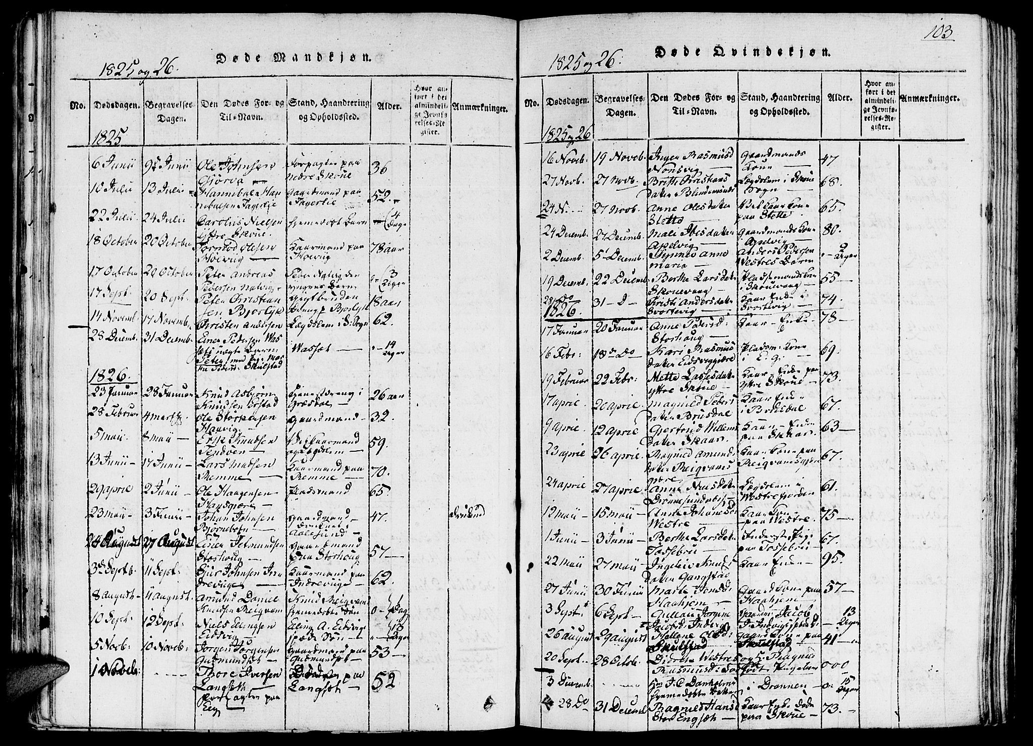 Ministerialprotokoller, klokkerbøker og fødselsregistre - Møre og Romsdal, AV/SAT-A-1454/524/L0351: Ministerialbok nr. 524A03, 1816-1838, s. 103