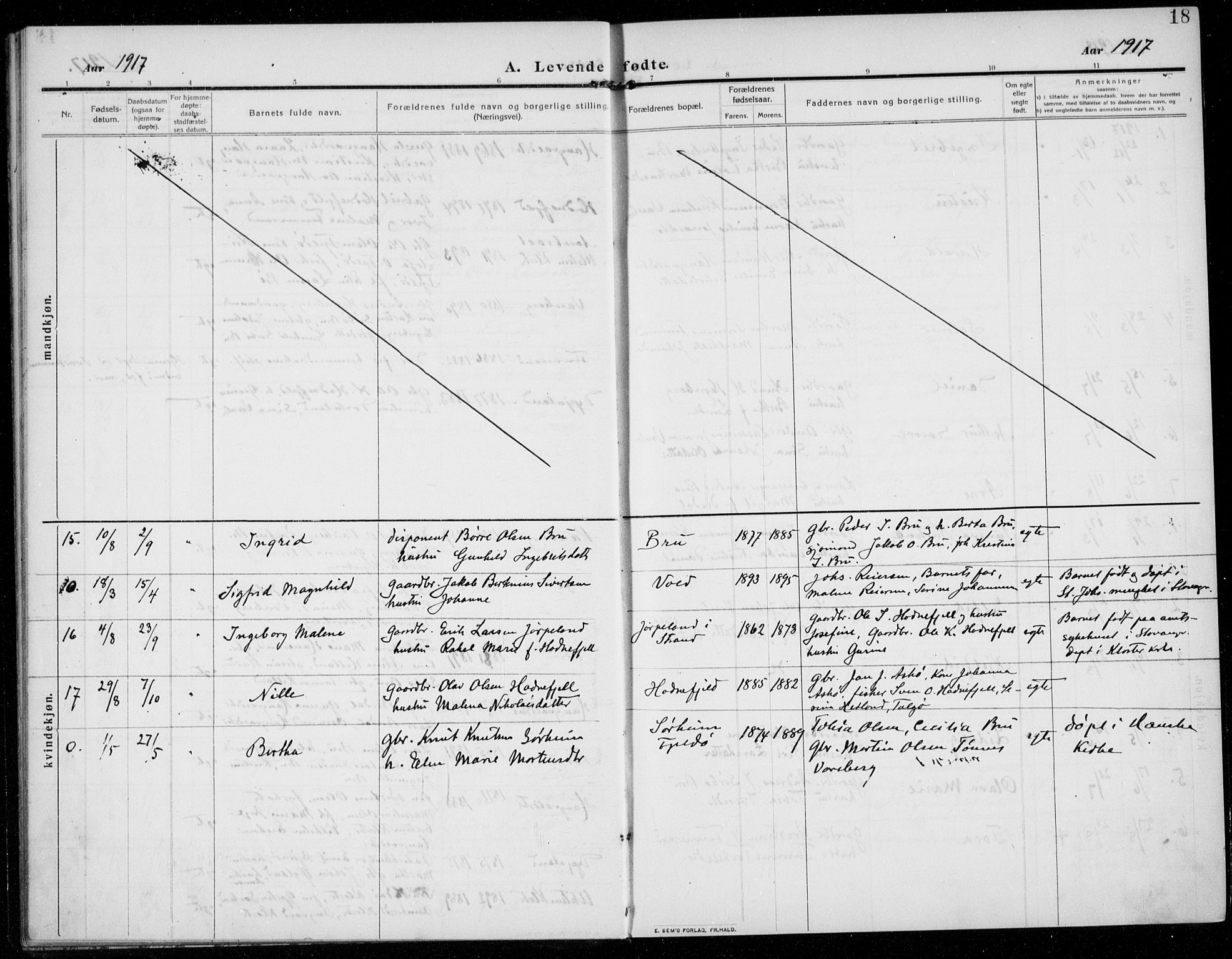 Rennesøy sokneprestkontor, AV/SAST-A -101827/H/Ha/Haa/L0017: Ministerialbok nr. A 17, 1908-1926, s. 18