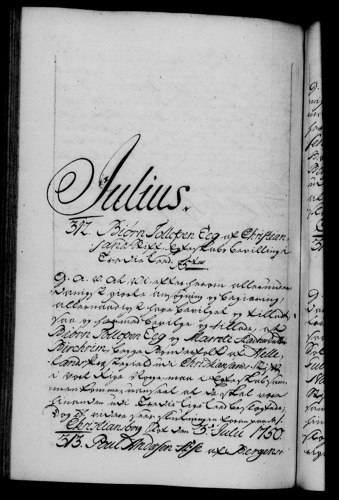 Danske Kanselli 1572-1799, RA/EA-3023/F/Fc/Fca/Fcaa/L0036: Norske registre, 1749-1750, s. 557b