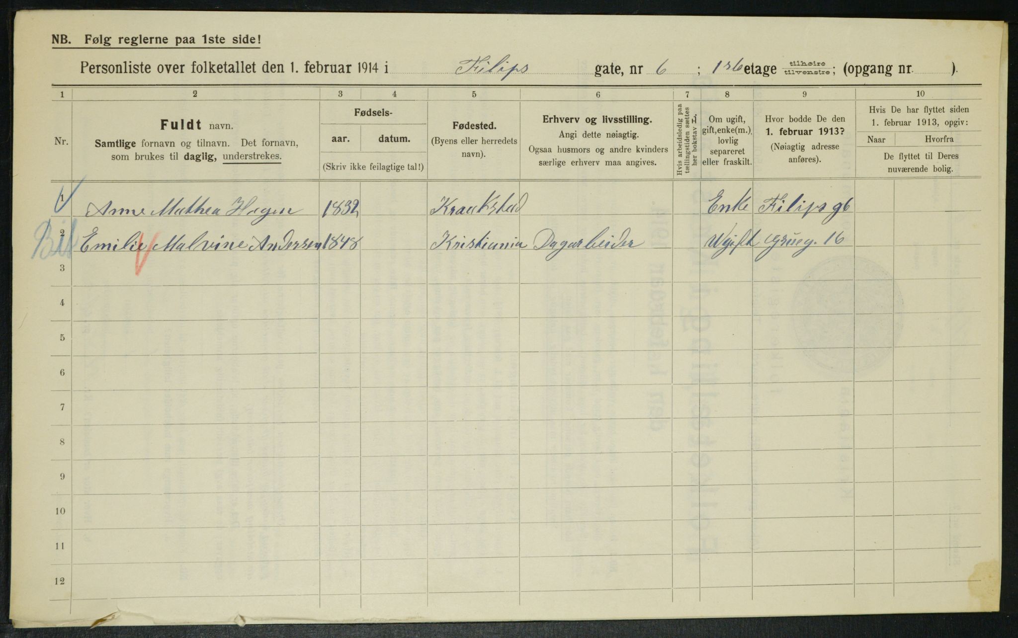 OBA, Kommunal folketelling 1.2.1914 for Kristiania, 1914, s. 24401