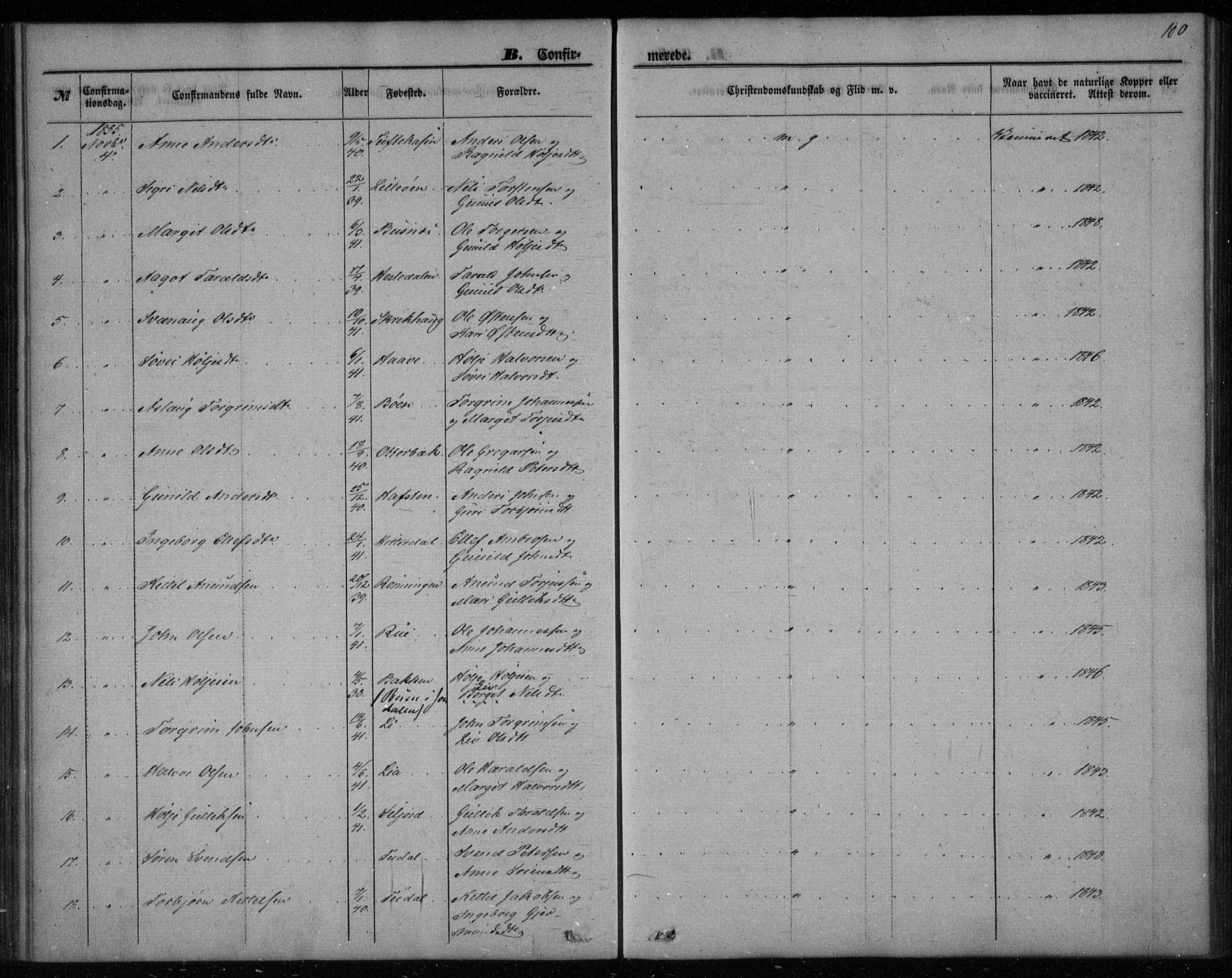 Gransherad kirkebøker, AV/SAKO-A-267/F/Fa/L0002: Ministerialbok nr. I 2, 1844-1859, s. 100