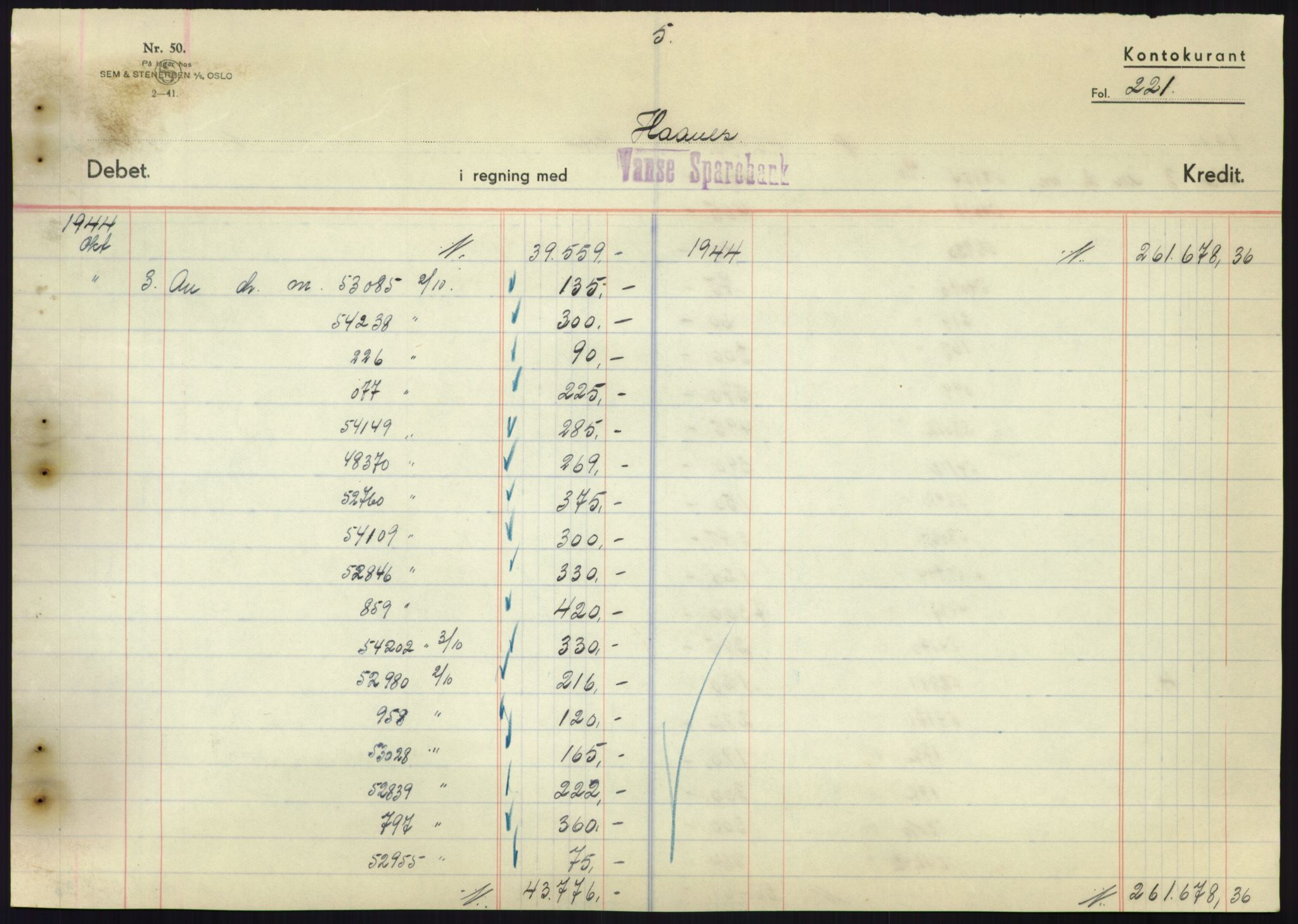 Forsvarsdepartementet, 10. kontor / Oppgjørskontoret, AV/RA-RAFA-1225/D/Db/L0180: Lista oppgjørskontor, 1942-1952, s. 2149