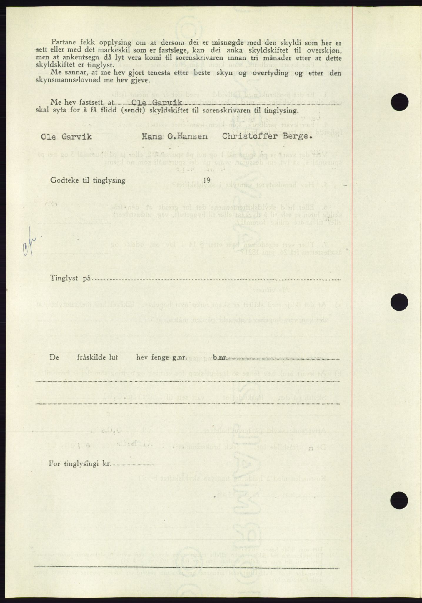 Søre Sunnmøre sorenskriveri, AV/SAT-A-4122/1/2/2C/L0084: Pantebok nr. 10A, 1949-1949, Dagboknr: 803/1949