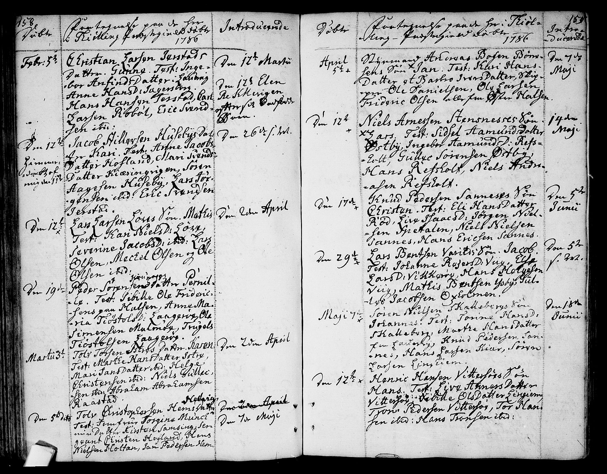 Tjølling kirkebøker, AV/SAKO-A-60/F/Fa/L0004: Ministerialbok nr. 4, 1779-1817, s. 158-159