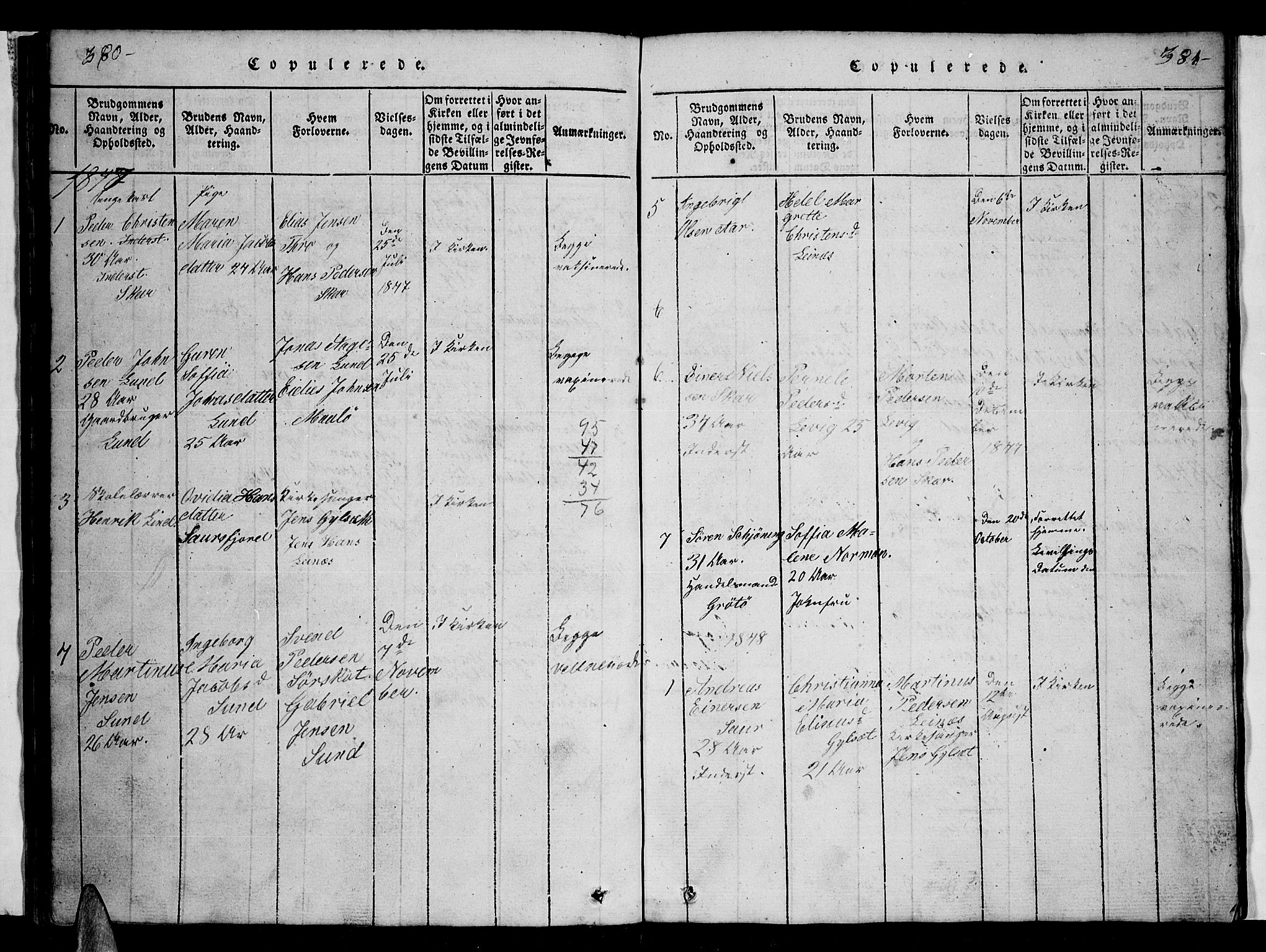 Ministerialprotokoller, klokkerbøker og fødselsregistre - Nordland, AV/SAT-A-1459/857/L0826: Klokkerbok nr. 857C01, 1821-1852, s. 380-381