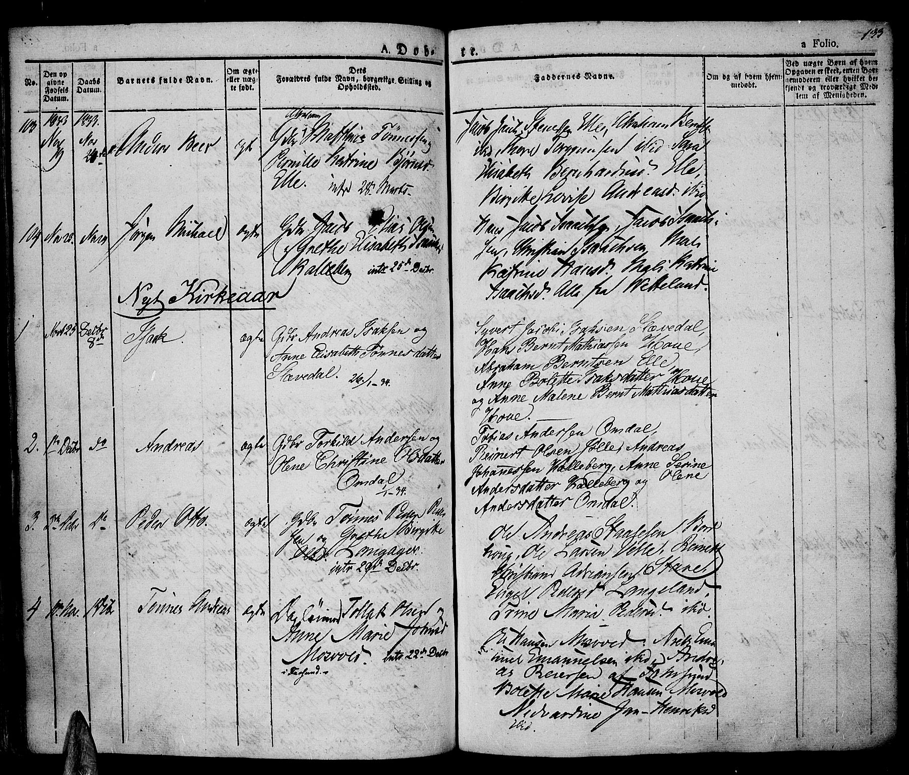 Lista sokneprestkontor, AV/SAK-1111-0027/F/Fa/L0008: Ministerialbok nr. A 8, 1823-1835, s. 133
