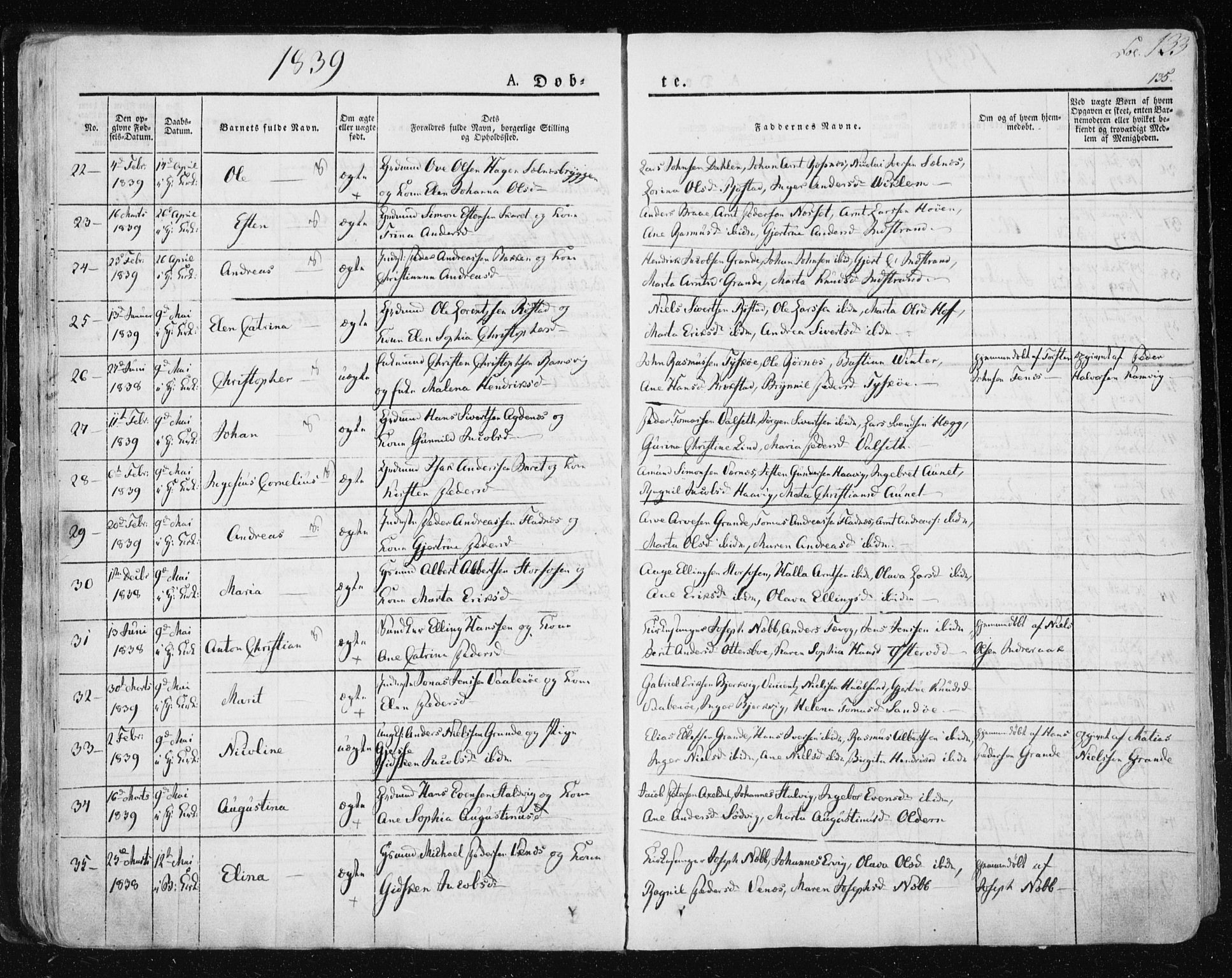Ministerialprotokoller, klokkerbøker og fødselsregistre - Sør-Trøndelag, SAT/A-1456/659/L0735: Ministerialbok nr. 659A05, 1826-1841, s. 133