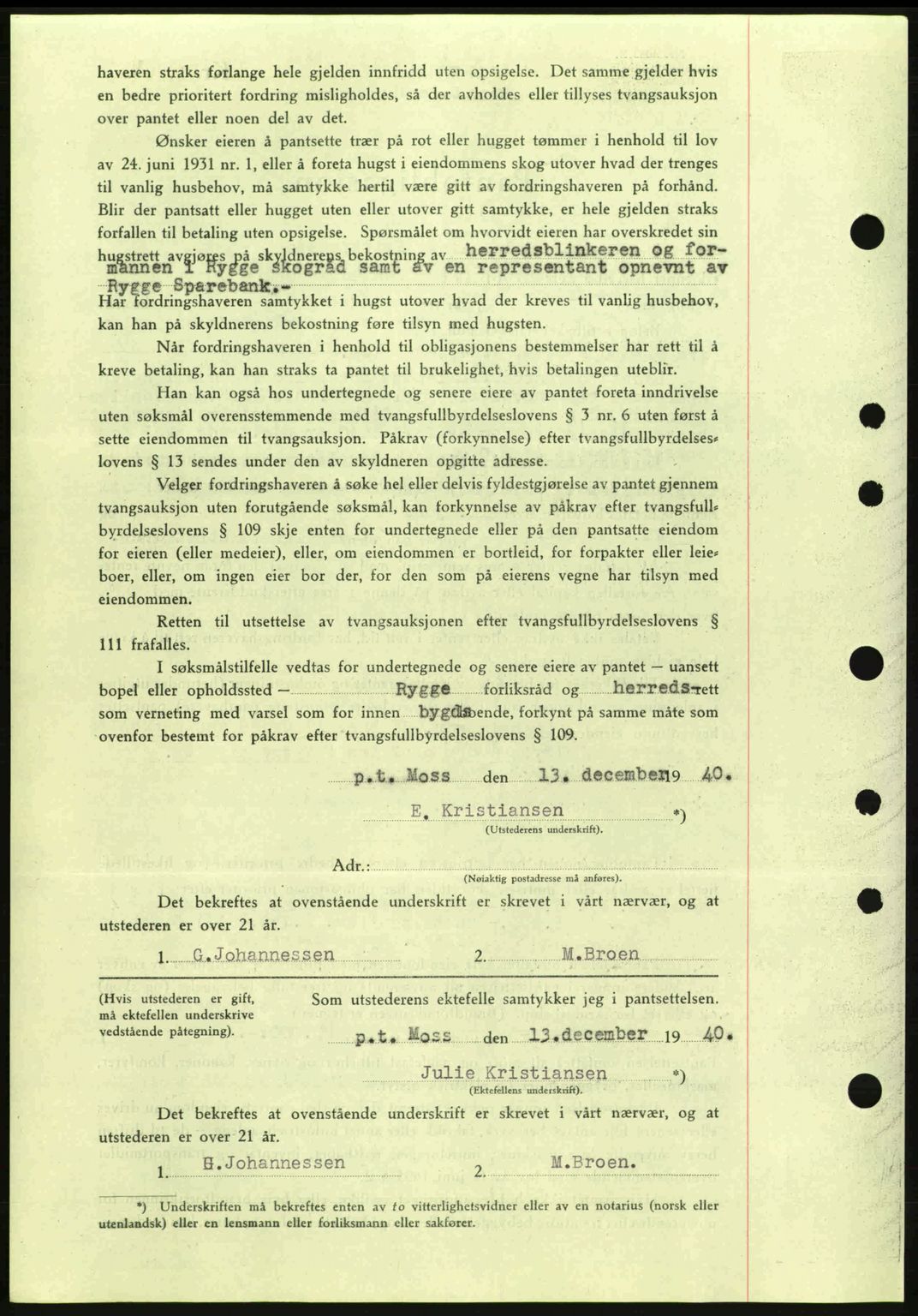 Moss sorenskriveri, SAO/A-10168: Pantebok nr. B10, 1940-1941, Dagboknr: 1908/1940