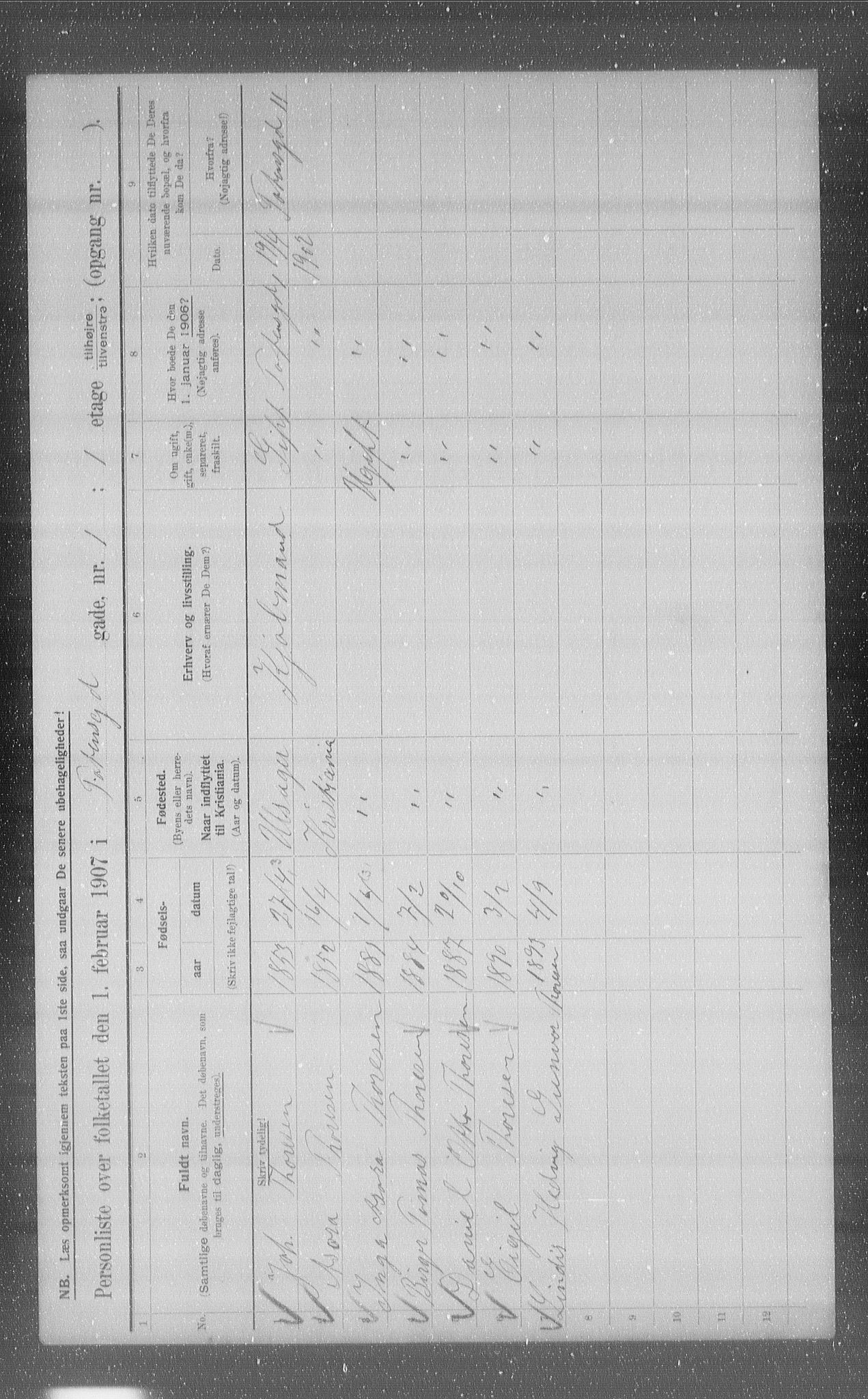 OBA, Kommunal folketelling 1.2.1907 for Kristiania kjøpstad, 1907, s. 58682