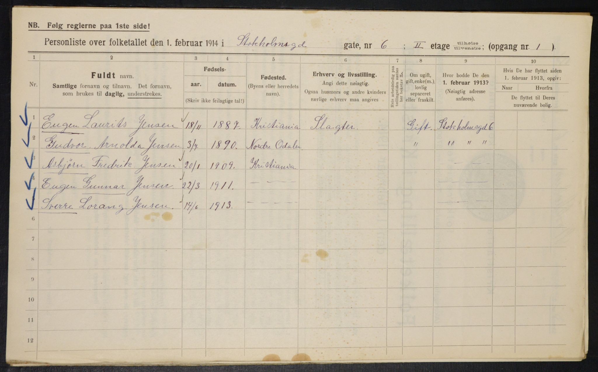 OBA, Kommunal folketelling 1.2.1914 for Kristiania, 1914, s. 103051