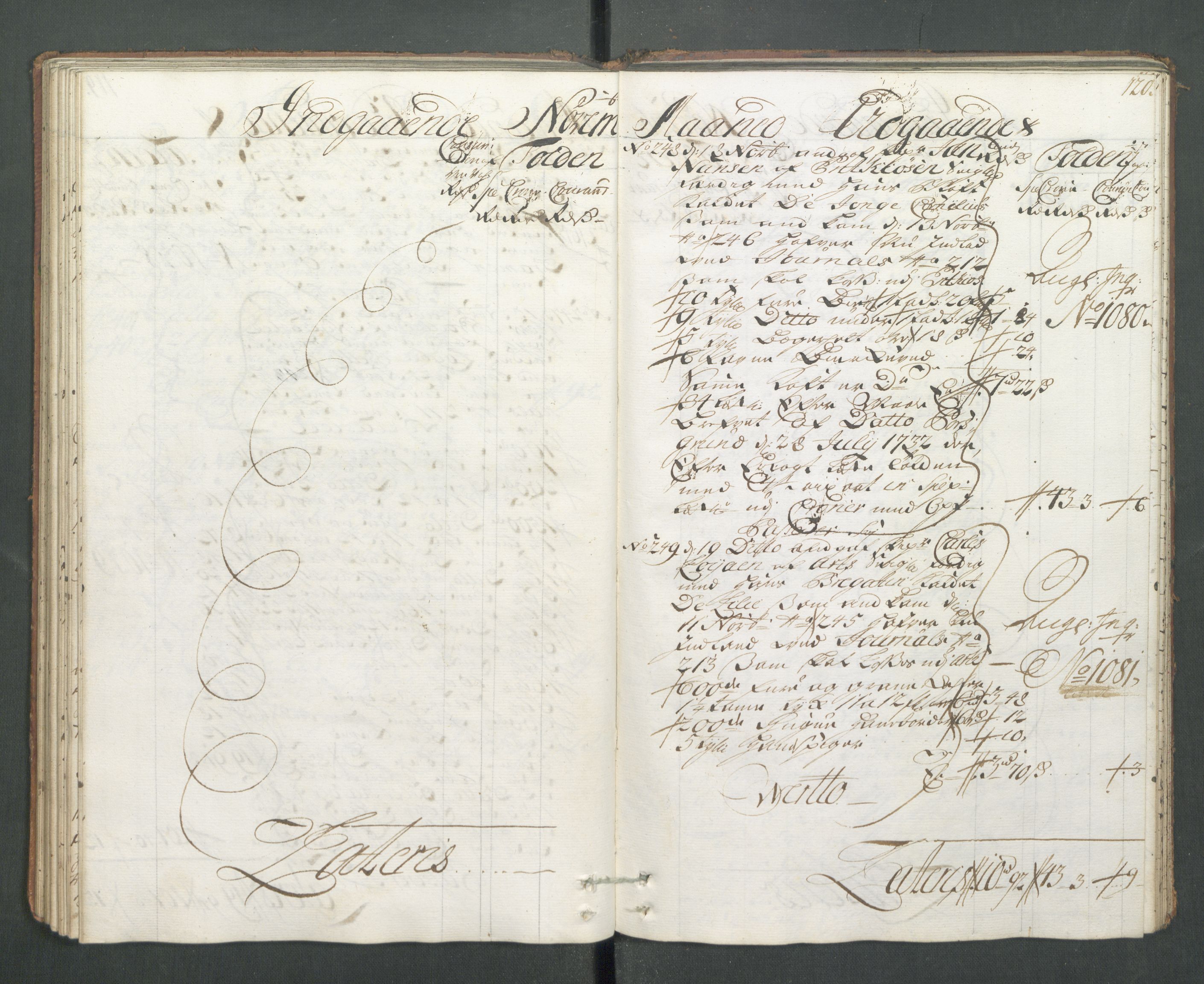 Generaltollkammeret, tollregnskaper, AV/RA-EA-5490/R14/L0013/0001: Tollregnskaper Øster-Risør / Hovedtollbok, 1733, s. 119b-120a