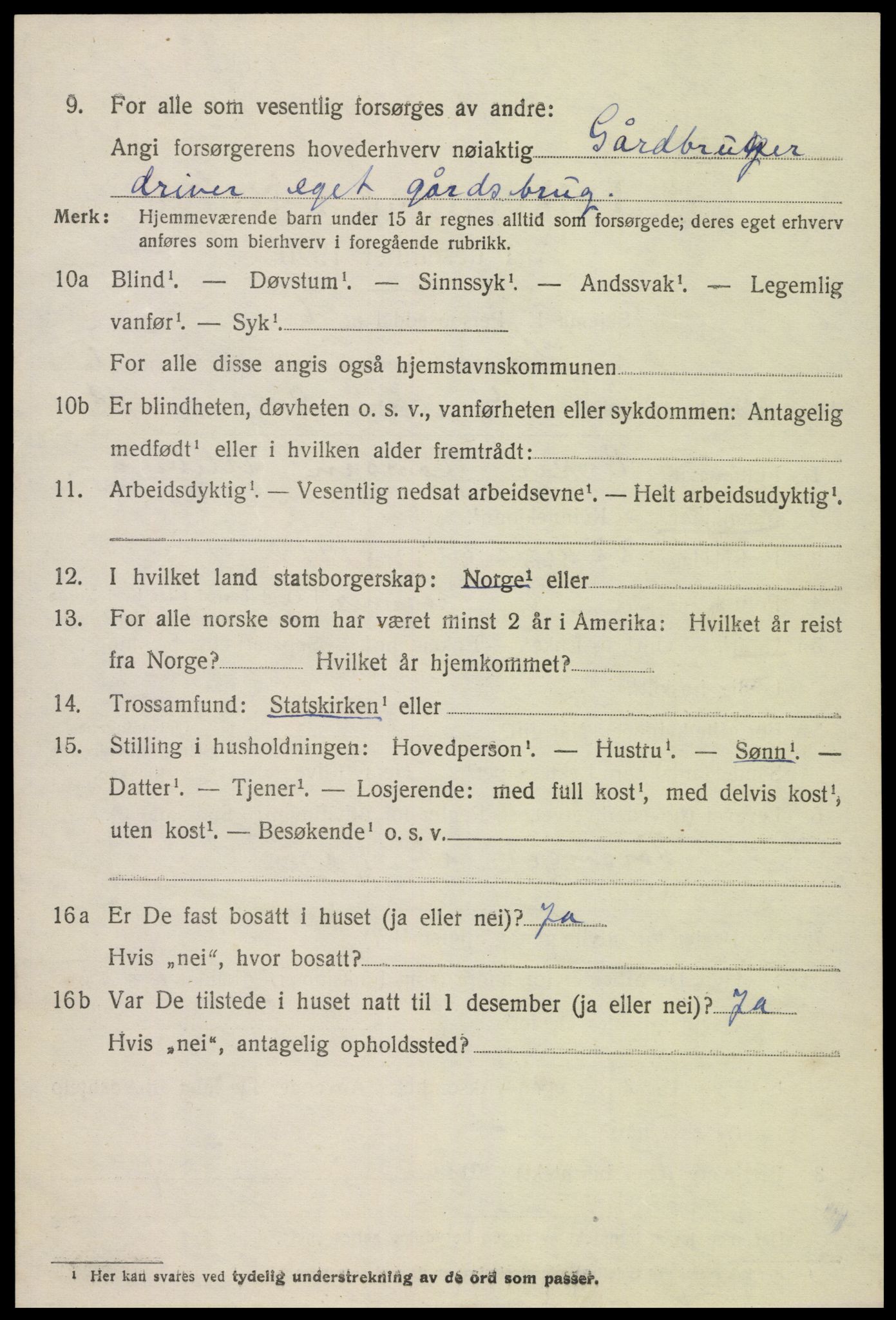 SAK, Folketelling 1920 for 0936 Hornnes herred, 1920, s. 1598