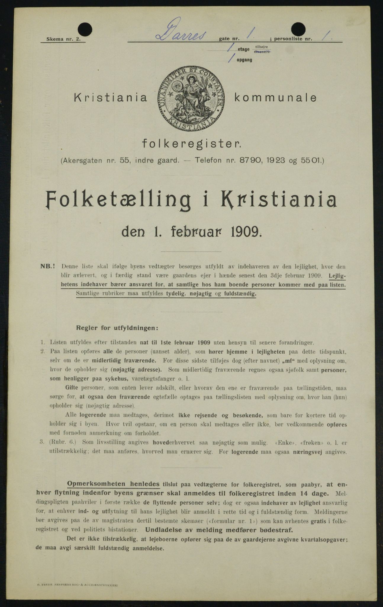 OBA, Kommunal folketelling 1.2.1909 for Kristiania kjøpstad, 1909, s. 14051